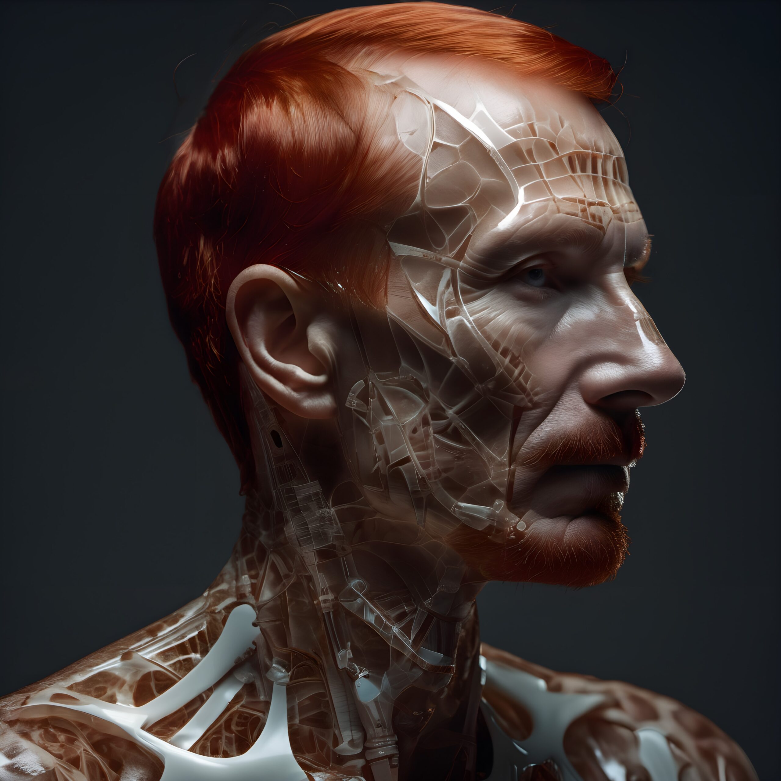 Futuristic Human-Mechanical Fusion Portrait