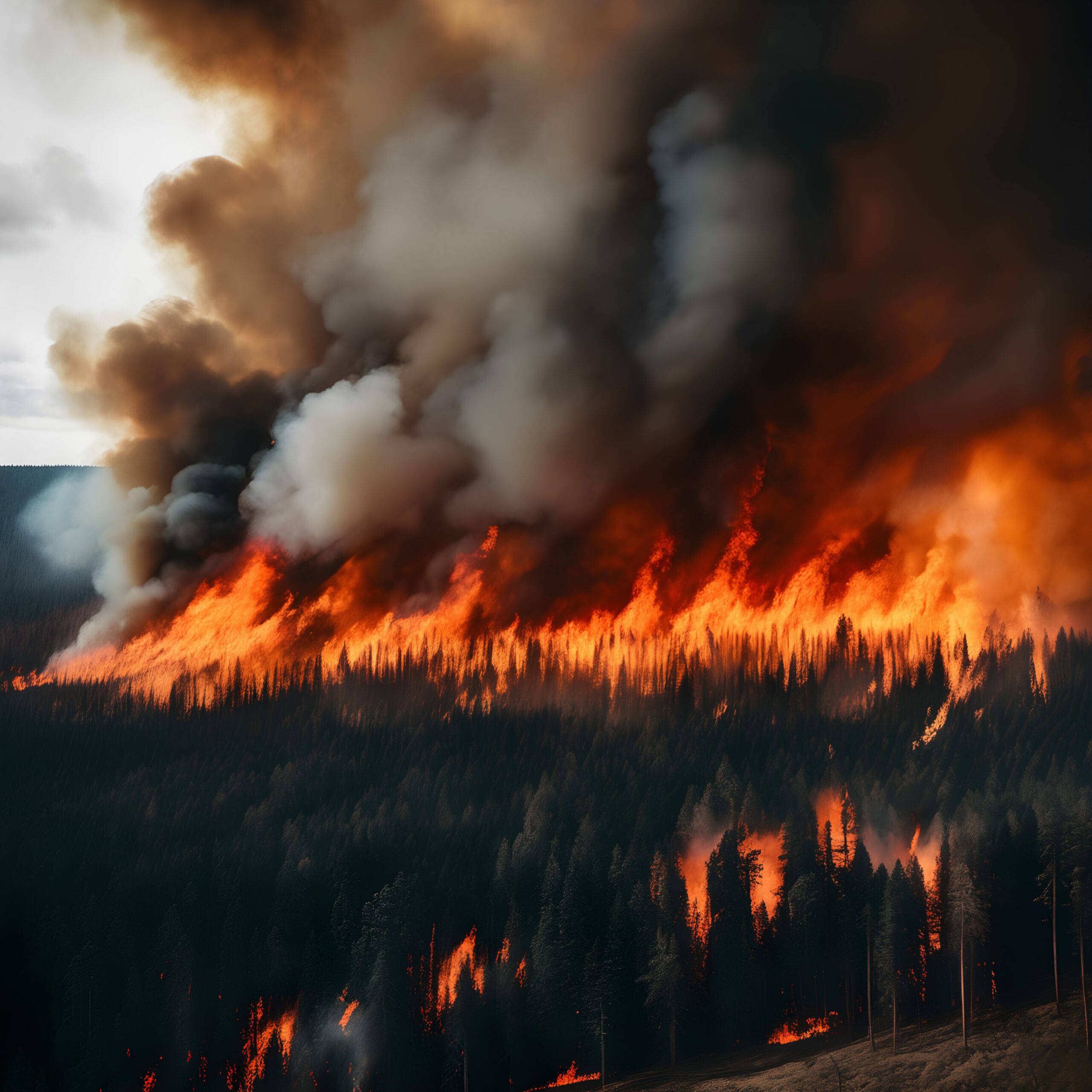 Raging Wildfire Consumes Forest Landscape