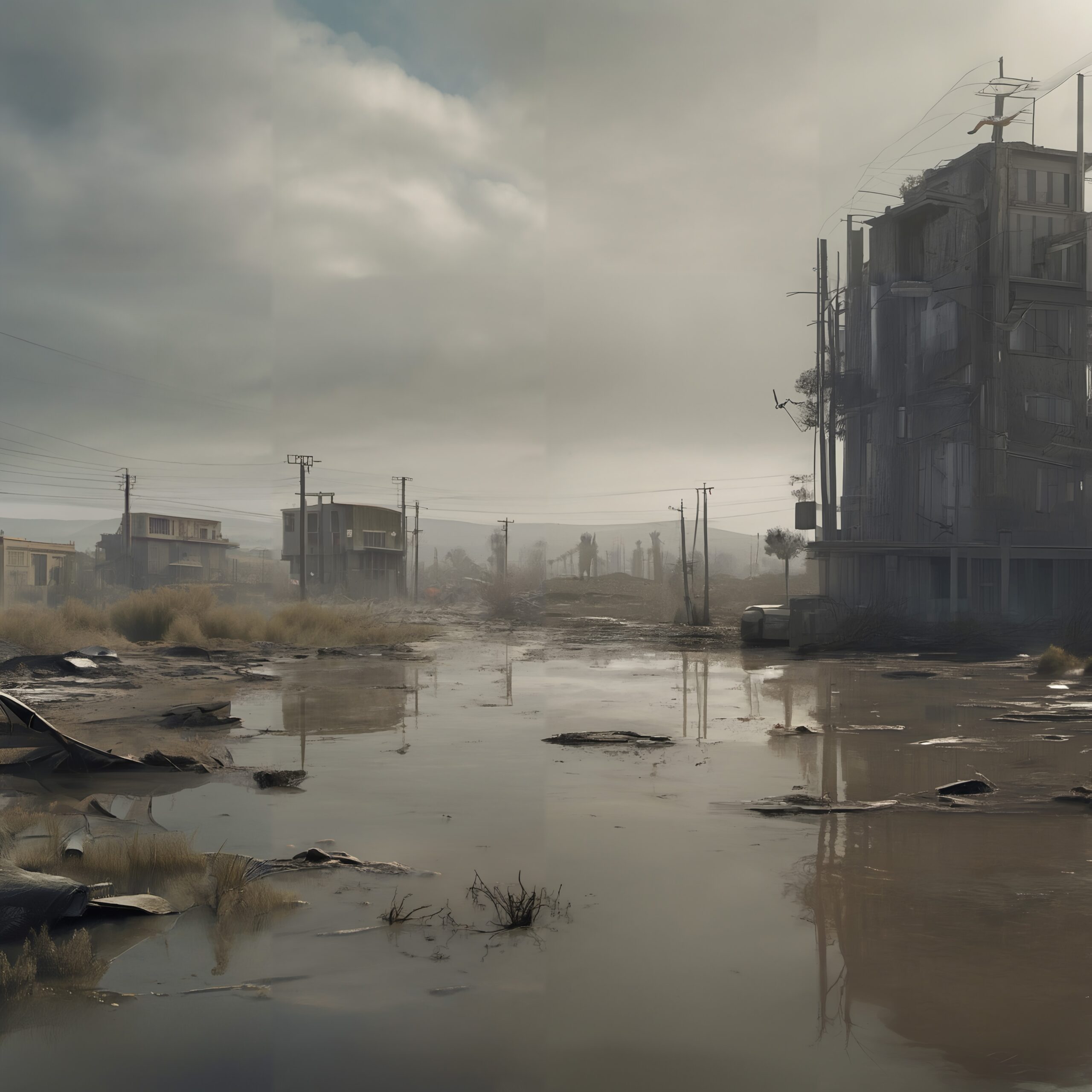 Desolate Urban Post-apocalyptic Landscape