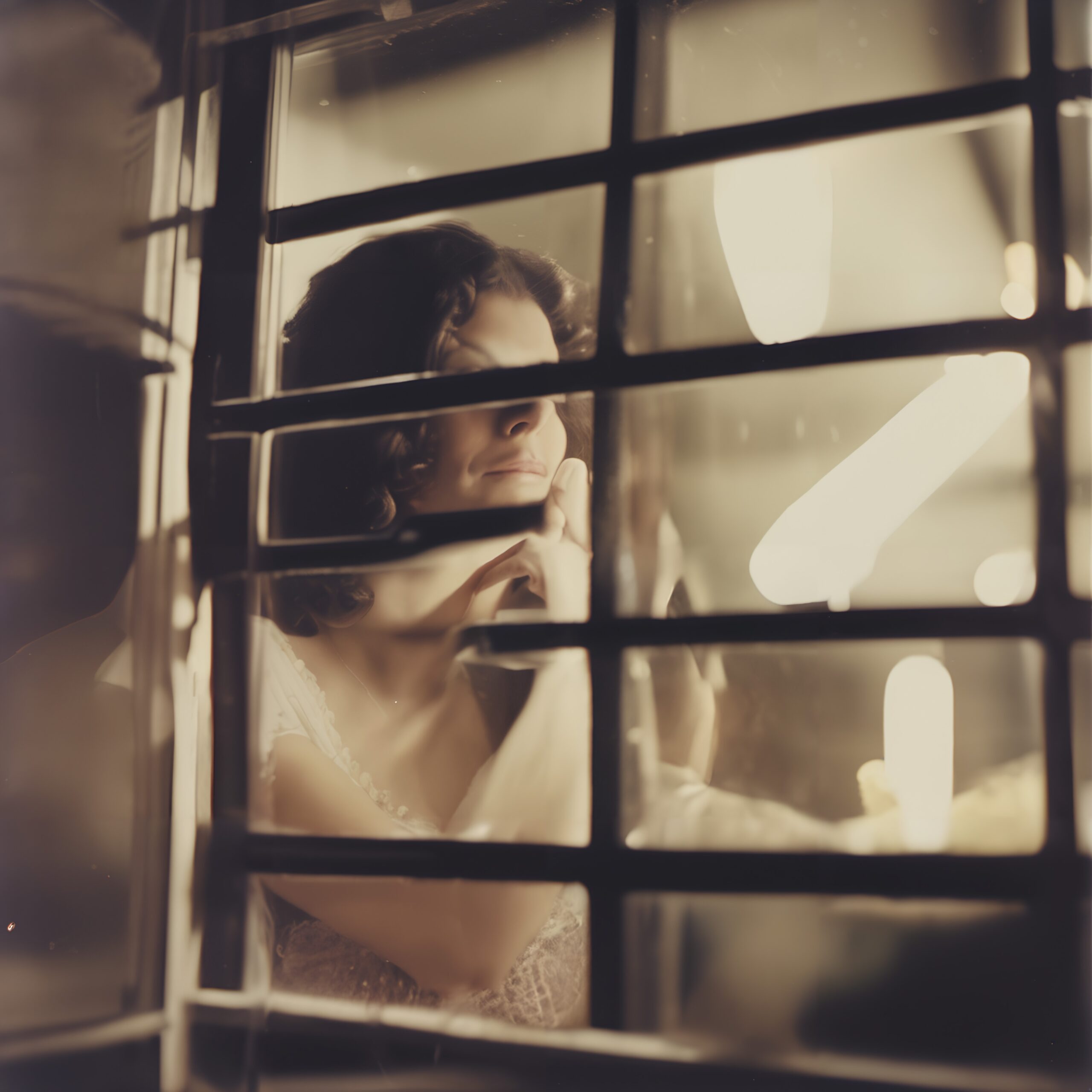 Contemplative Woman Beyond The Pane