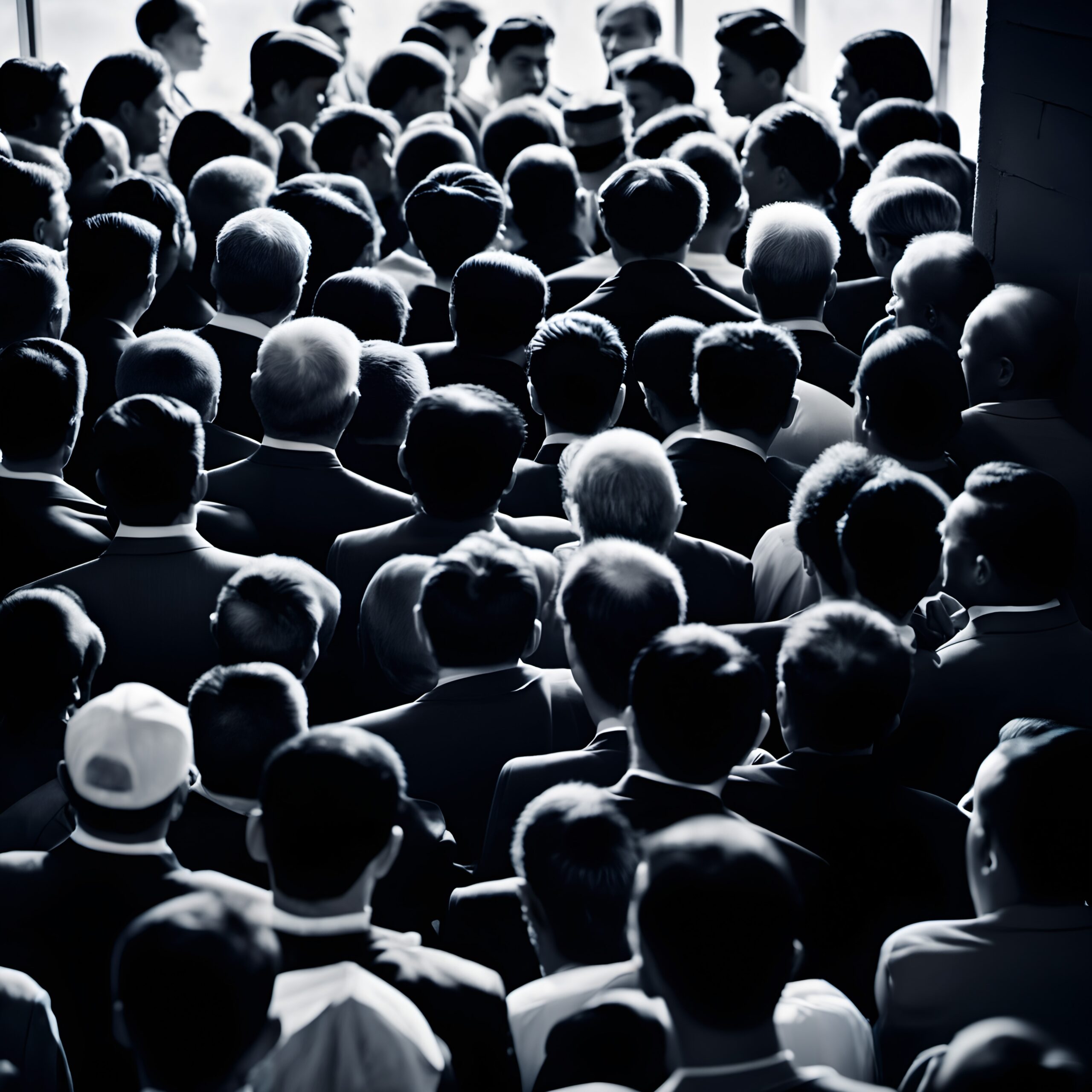 Business Crowd Facing Forward