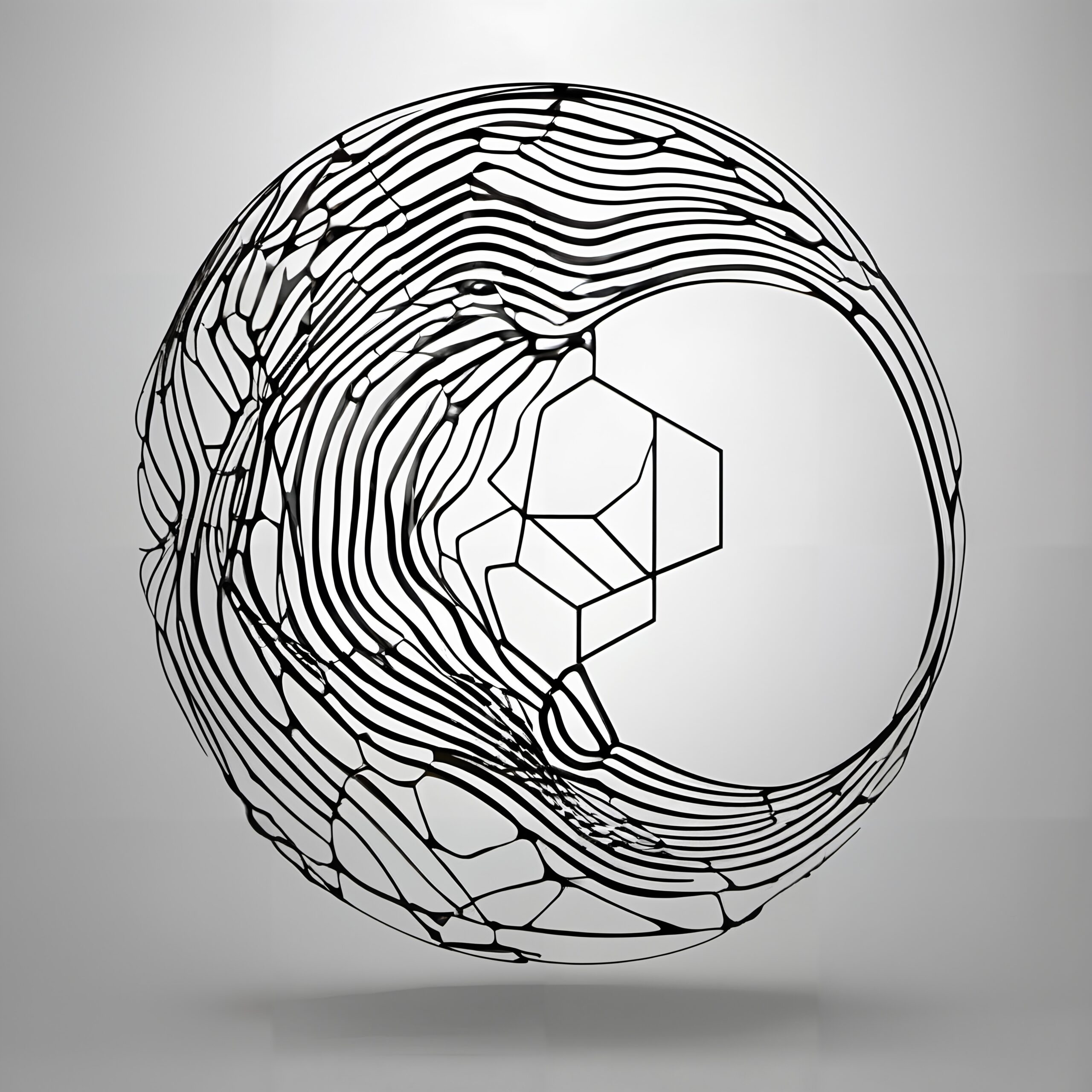 Spherical Wireframe Structure Art