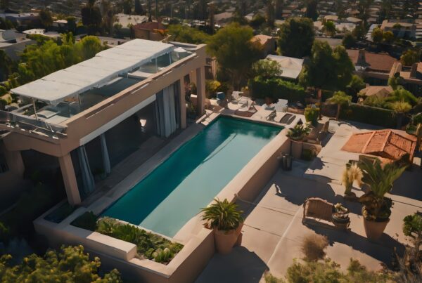 Luxurious hillside home with pool and city view.