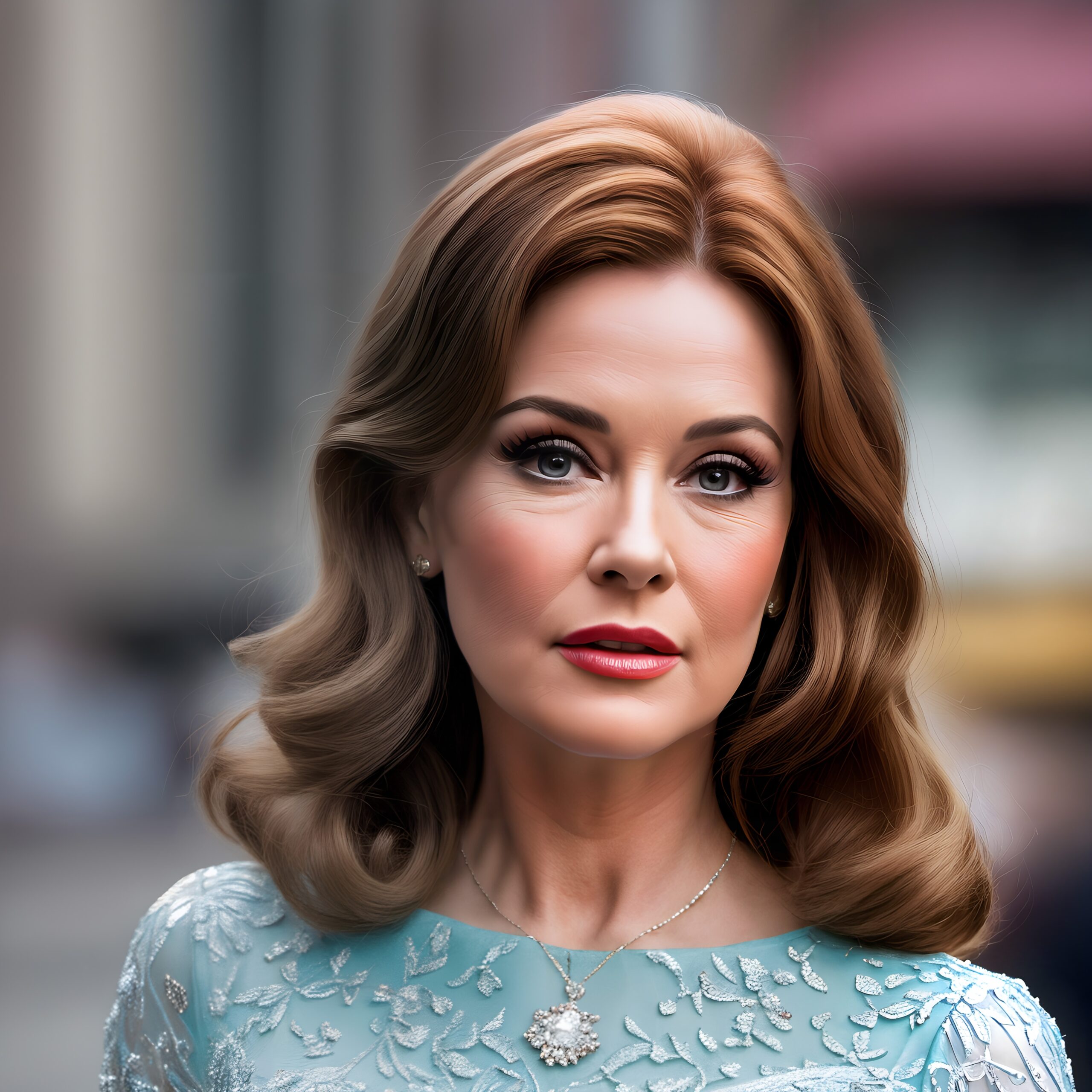 Elegant Woman in Blue Dress