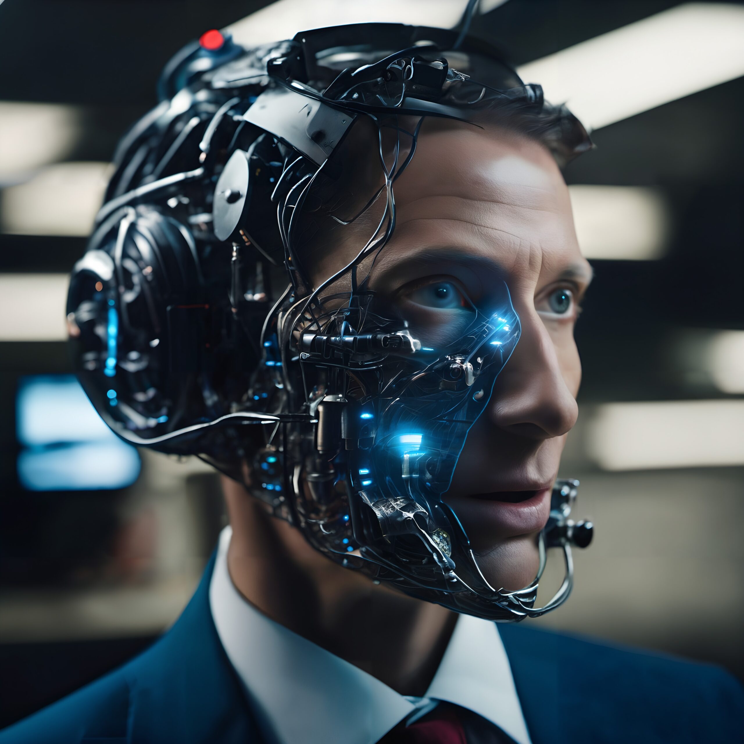 Futuristic Human-Cyborg Face Integration