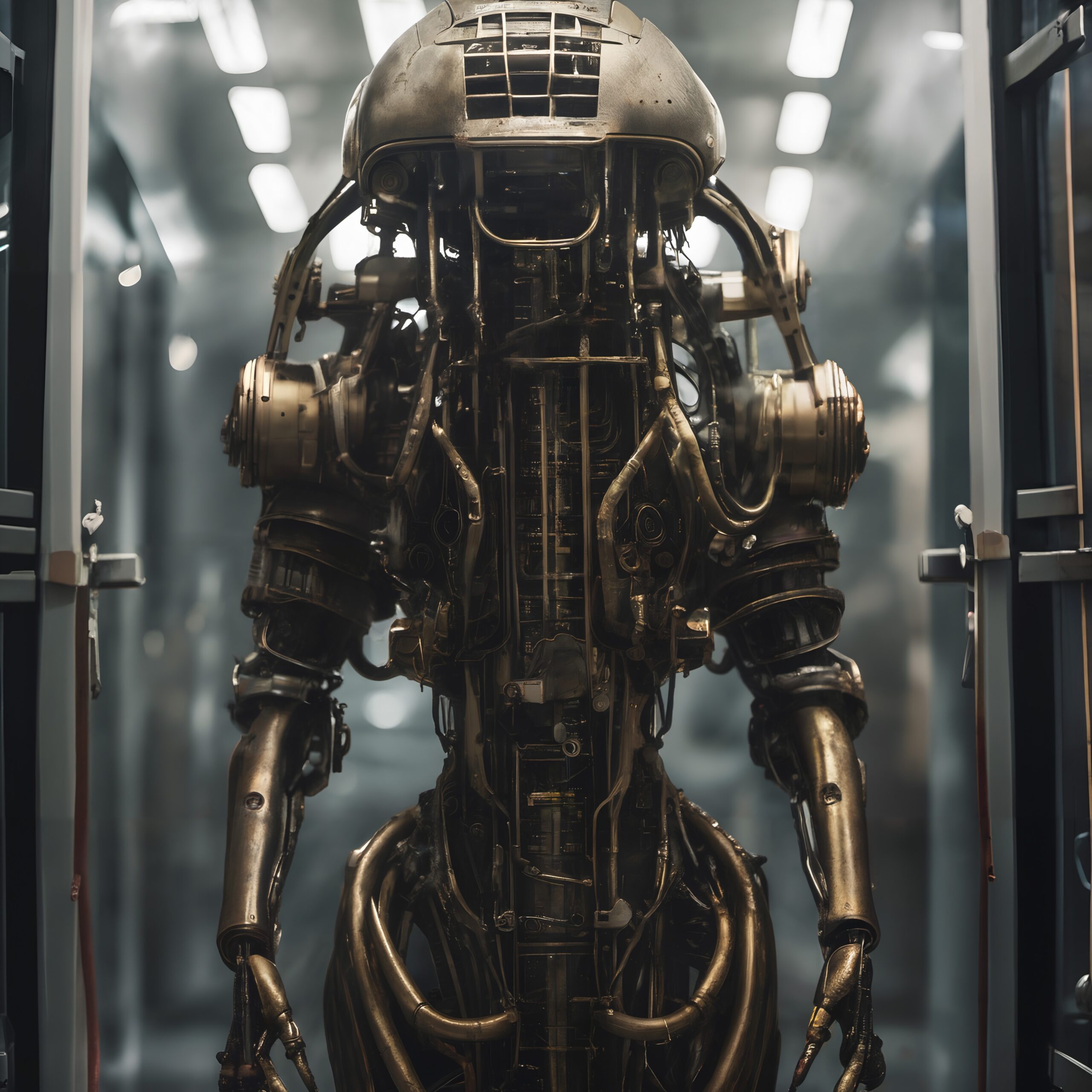 Futuristic Intricate Humanoid Robot Display