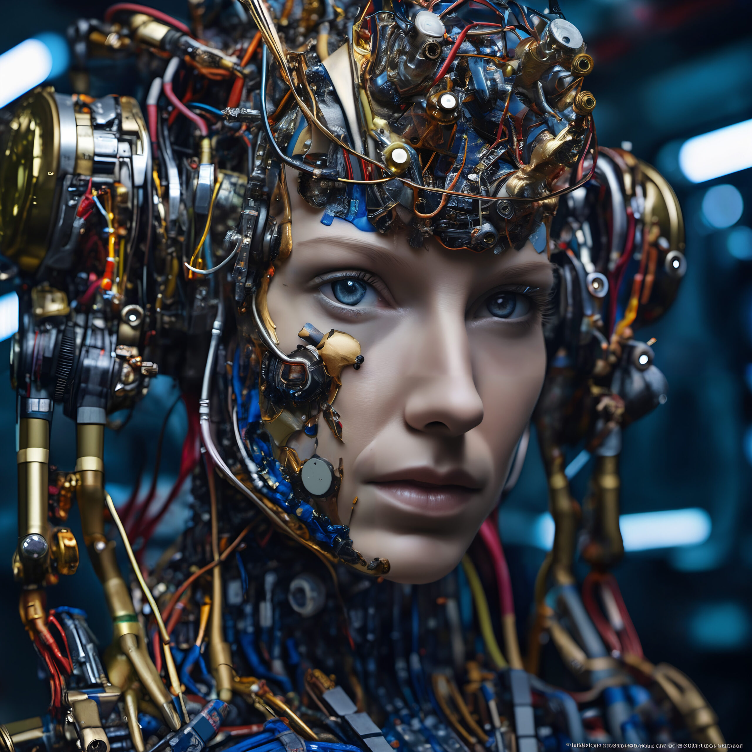 A Female Cyborg Robotic Head