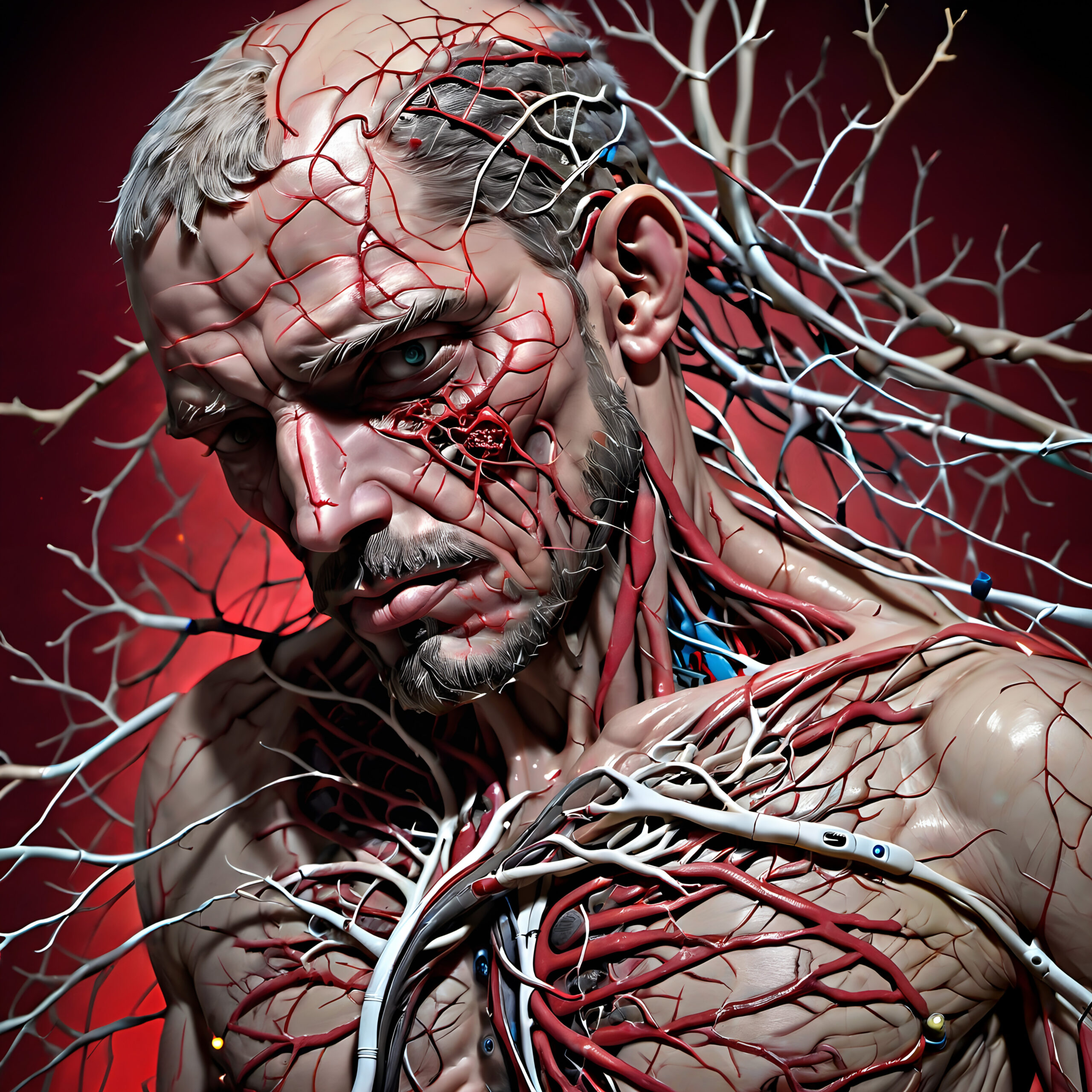 A digital illustration of a man with nerve pain