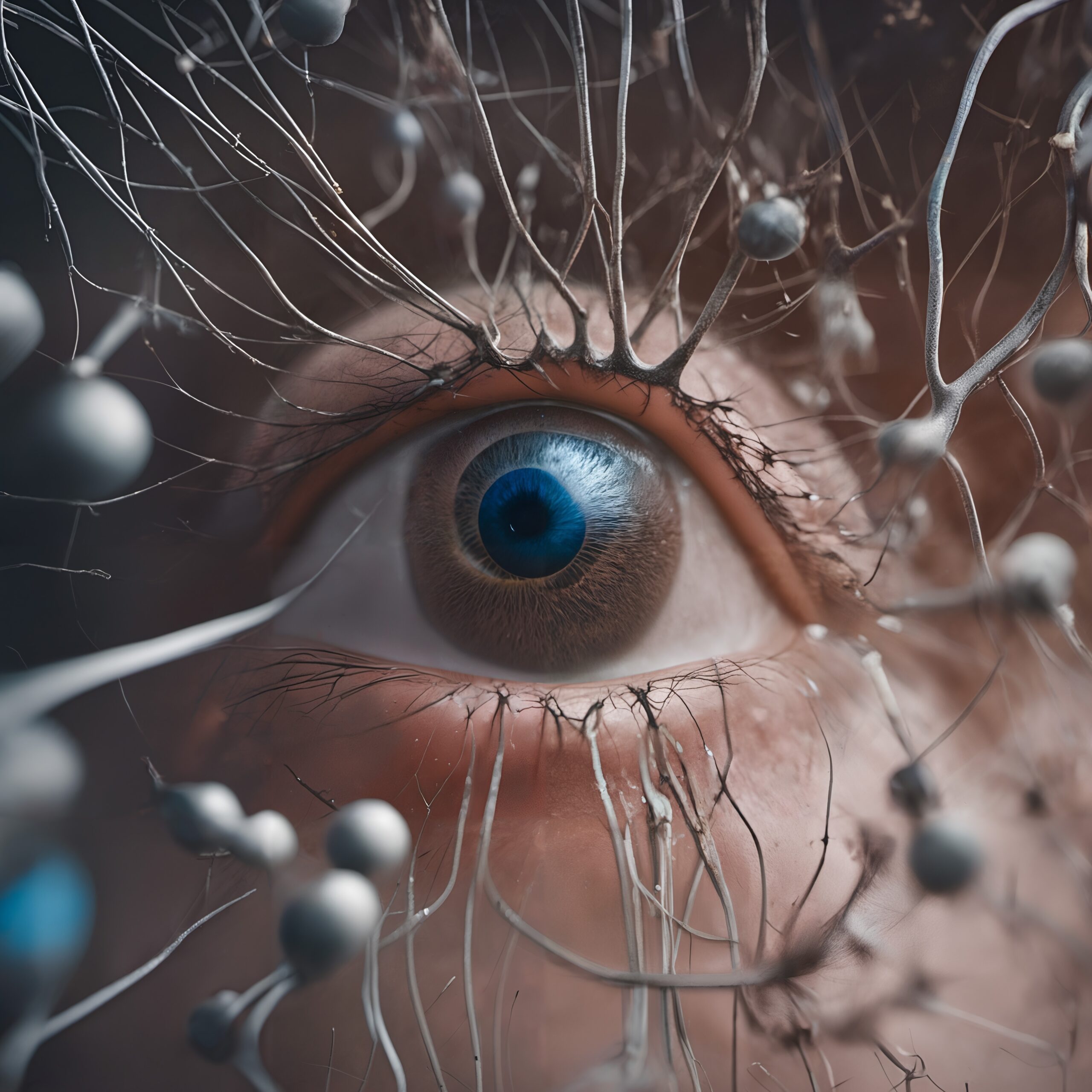 Eye Surrounded by Neural Tendrils