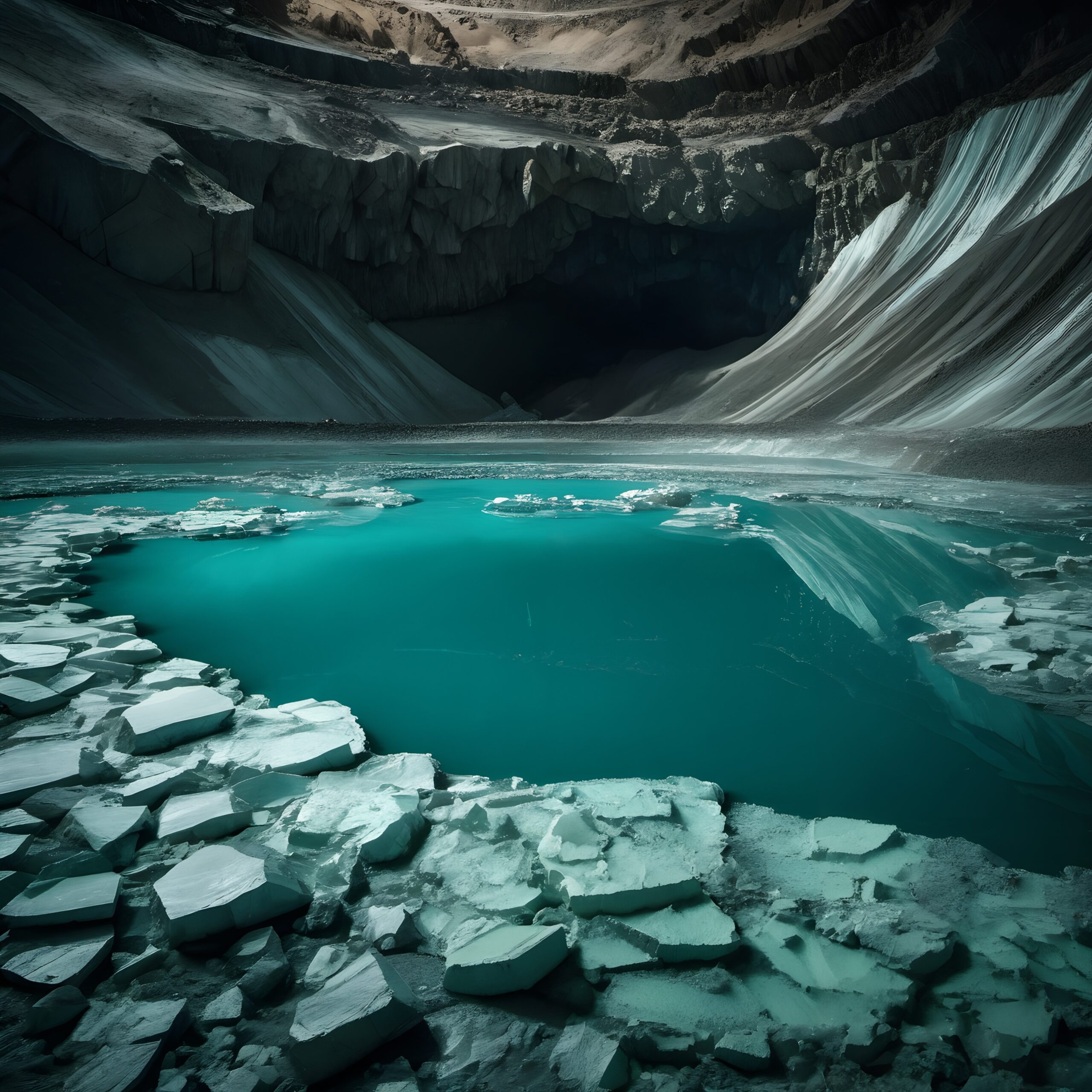 Turquoise Glacial Lagoon and Cliffs