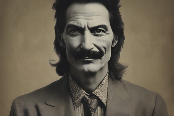 Sophisticated vintage portrait of a man with a mustache in classic attire.