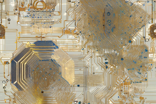 A digital illustration describing quantum computing.