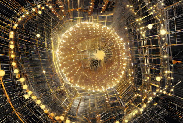 A digital illustration of a quantum structure with lights.