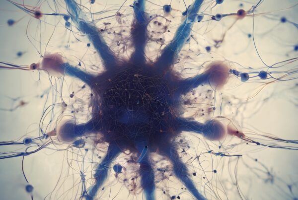 Illustrative close-up of intricate neuron.
