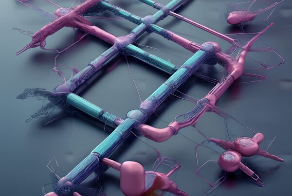 An intricate sculpture made from various plastic parts.