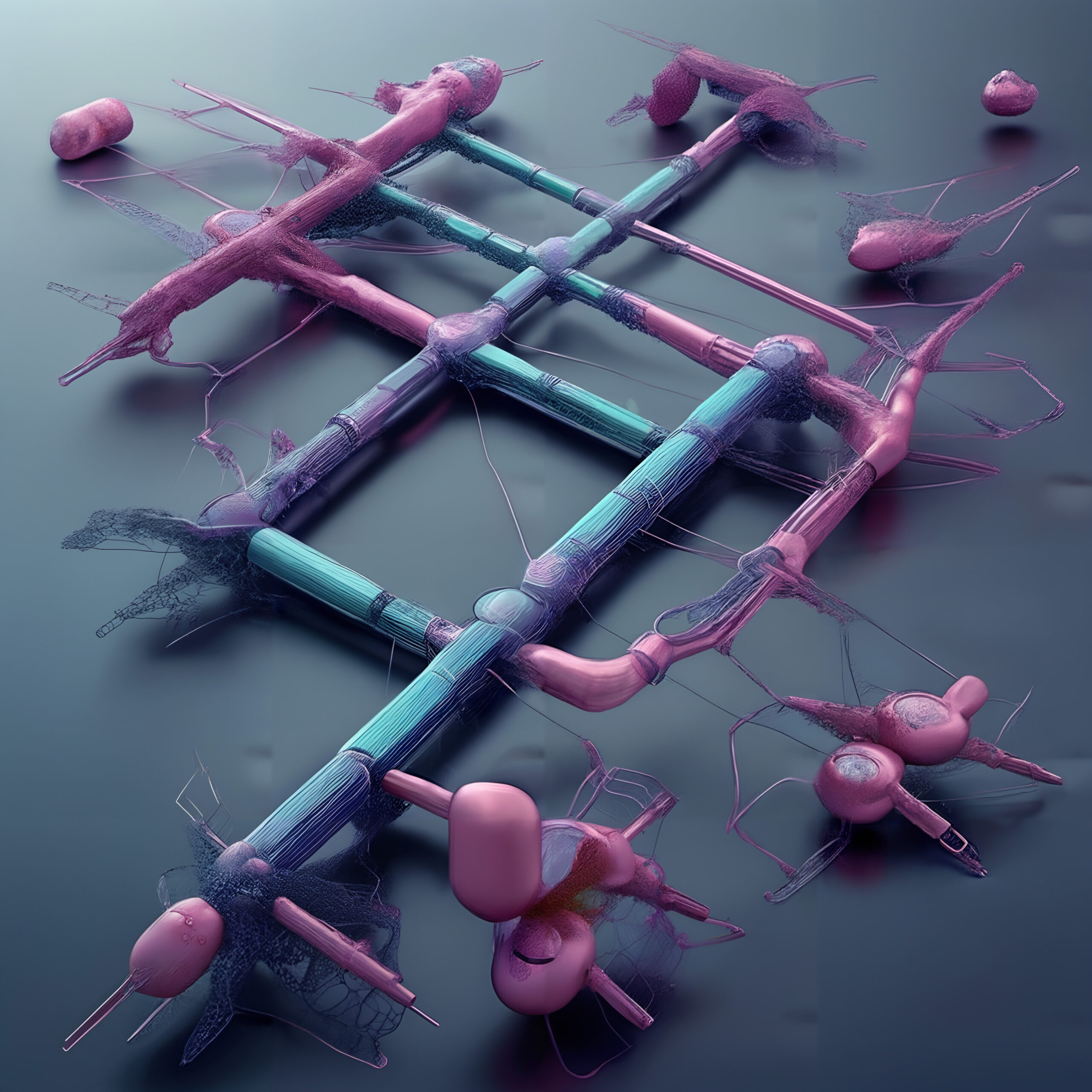 An intricate sculpture made from various plastic parts