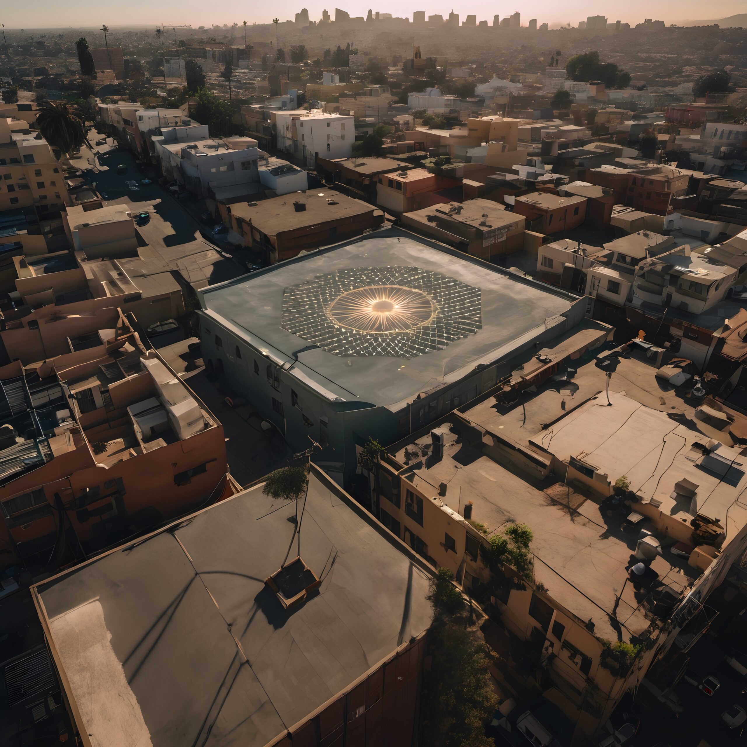 Rooftop Sun Design in Cityscape