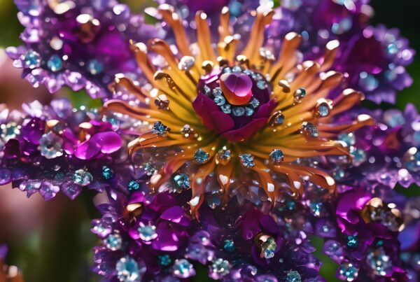 A vibrant flower with radiant jewel-like petals and enchanting colors, creating an otherworldly beauty.
