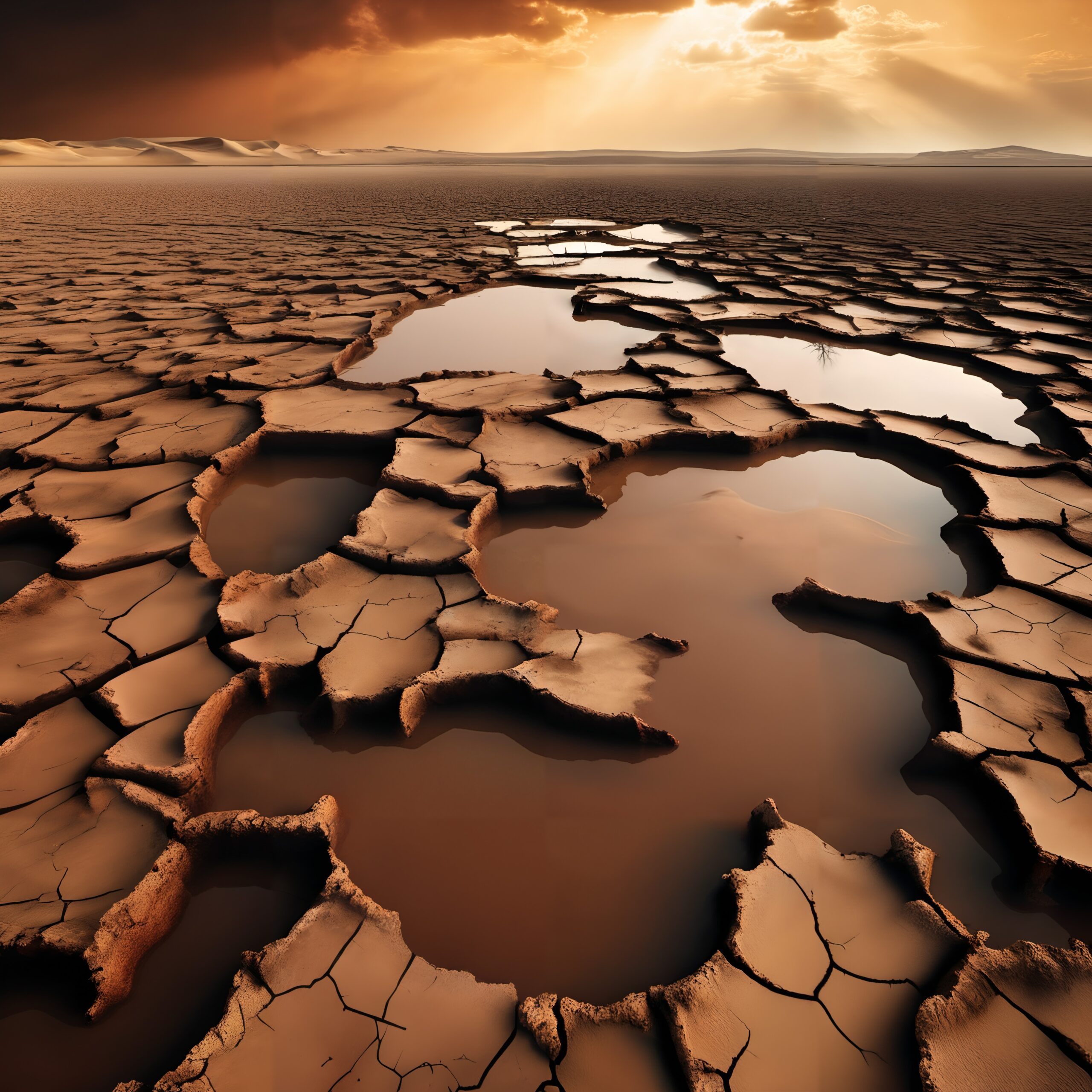 Cracked Earth Under Glowing Sky