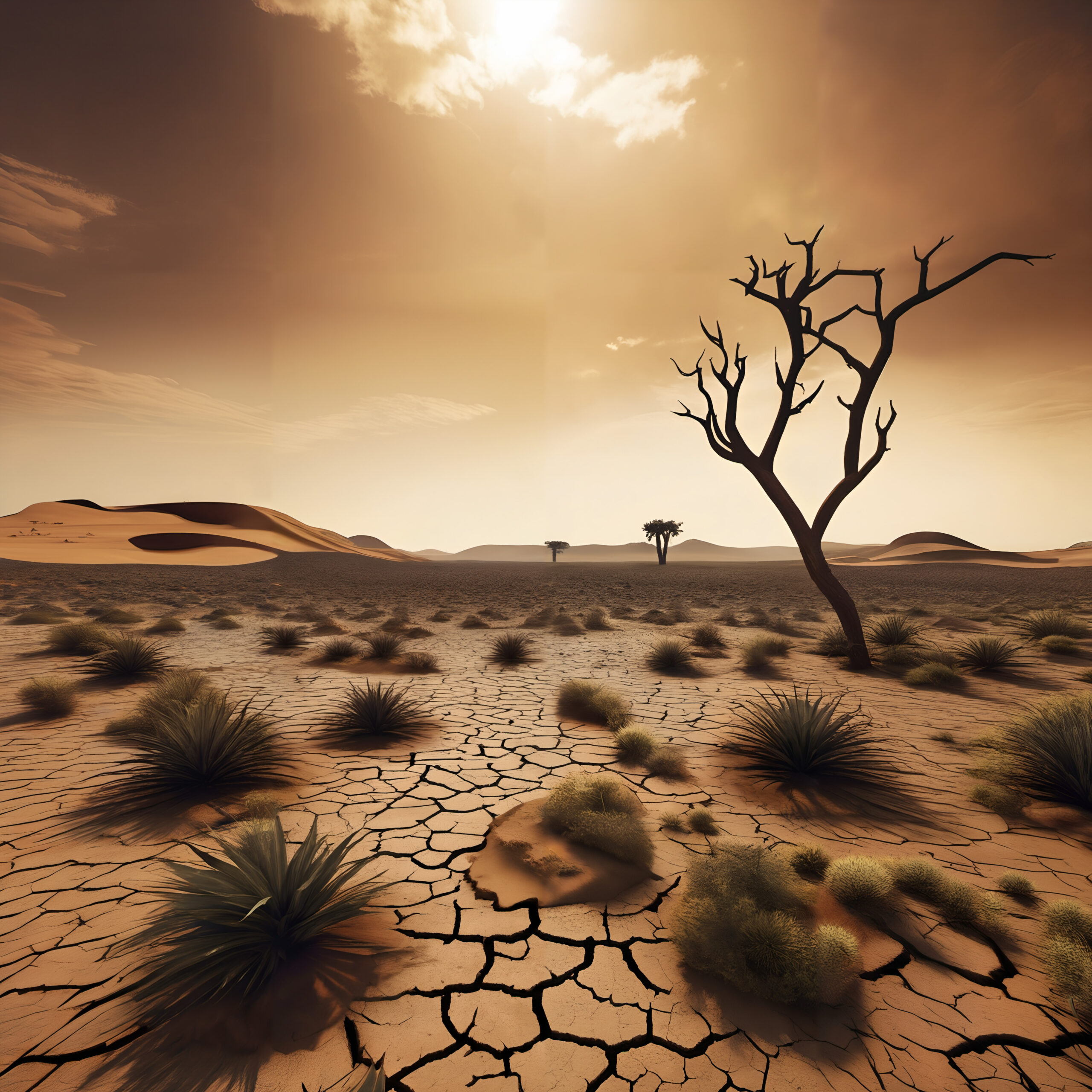 A dry desert caused by climate change