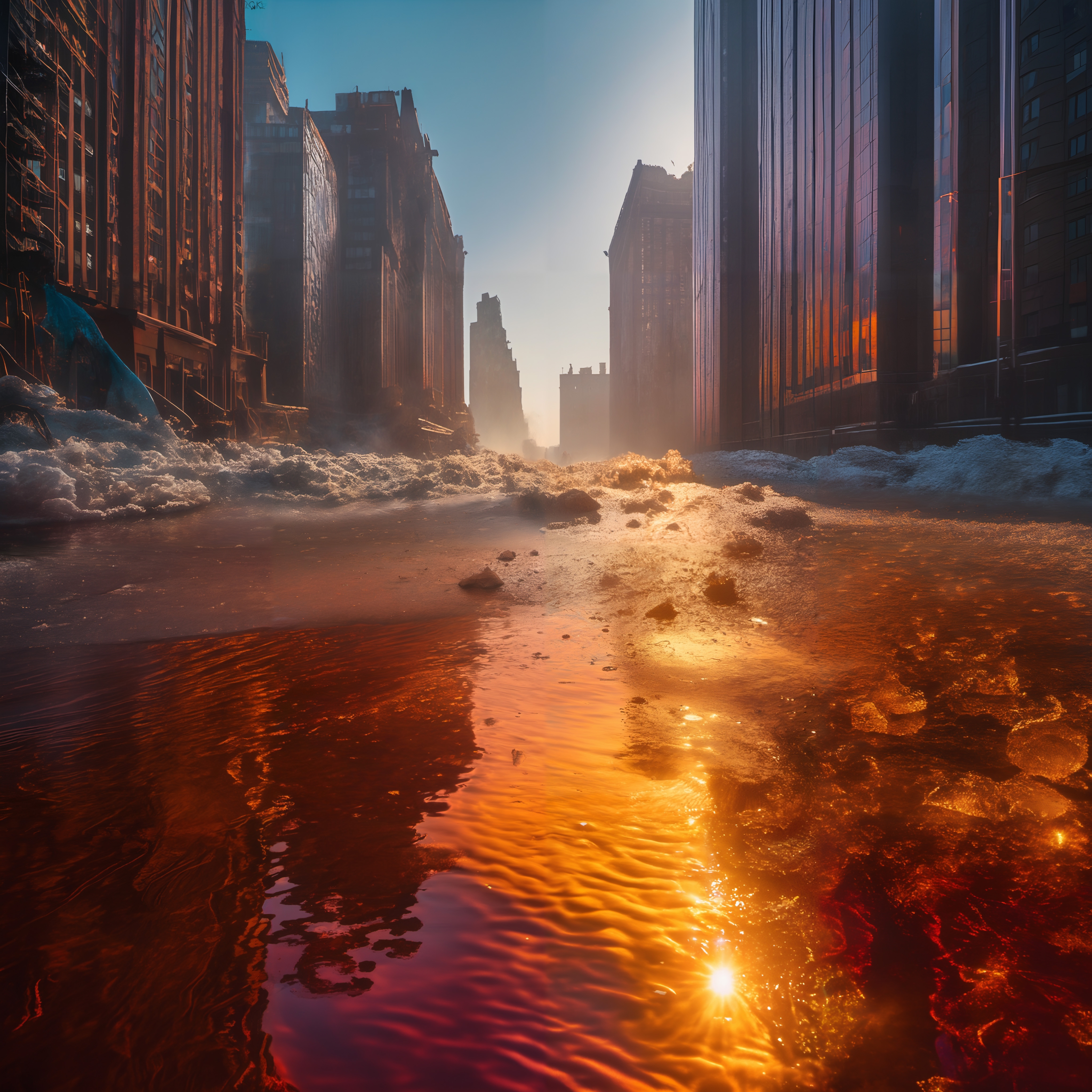 Golden River in City Streets