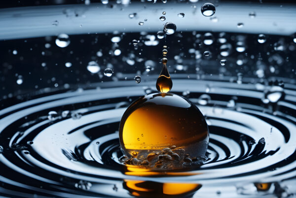 Amber Drop Creating Ripples in Water