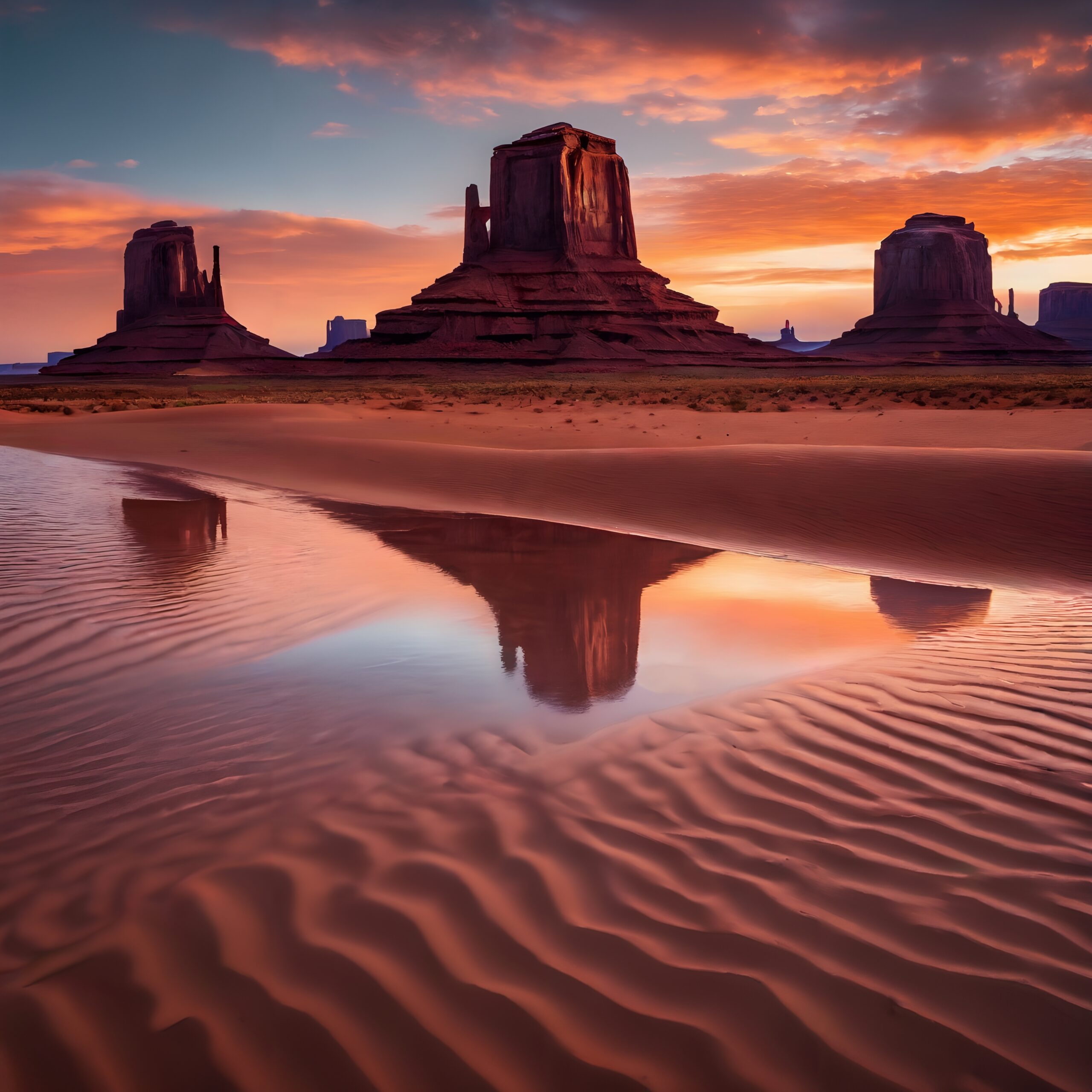 Desert Reflections at Vibrant Sunset
