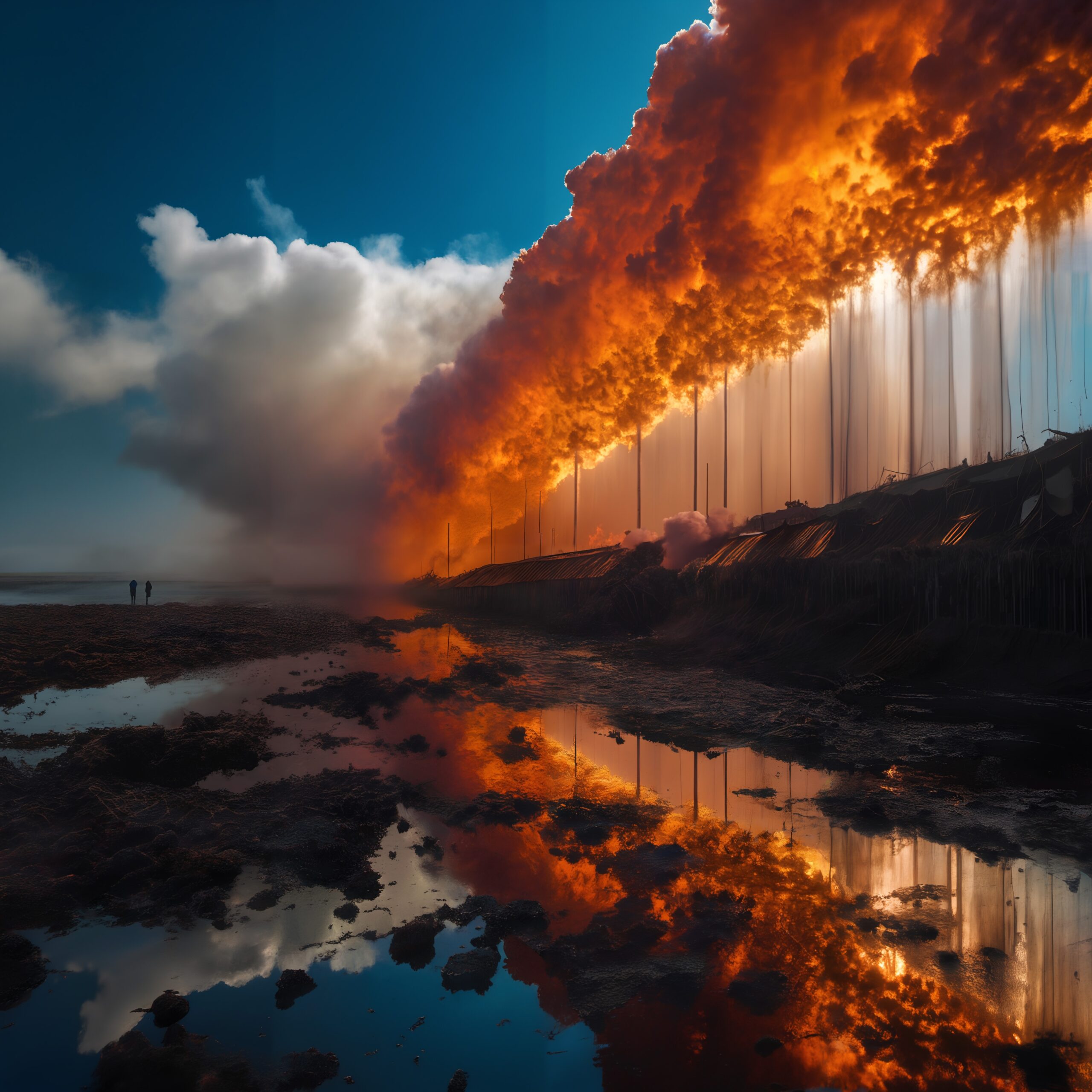 Fiery Sky Above Reflective Waters