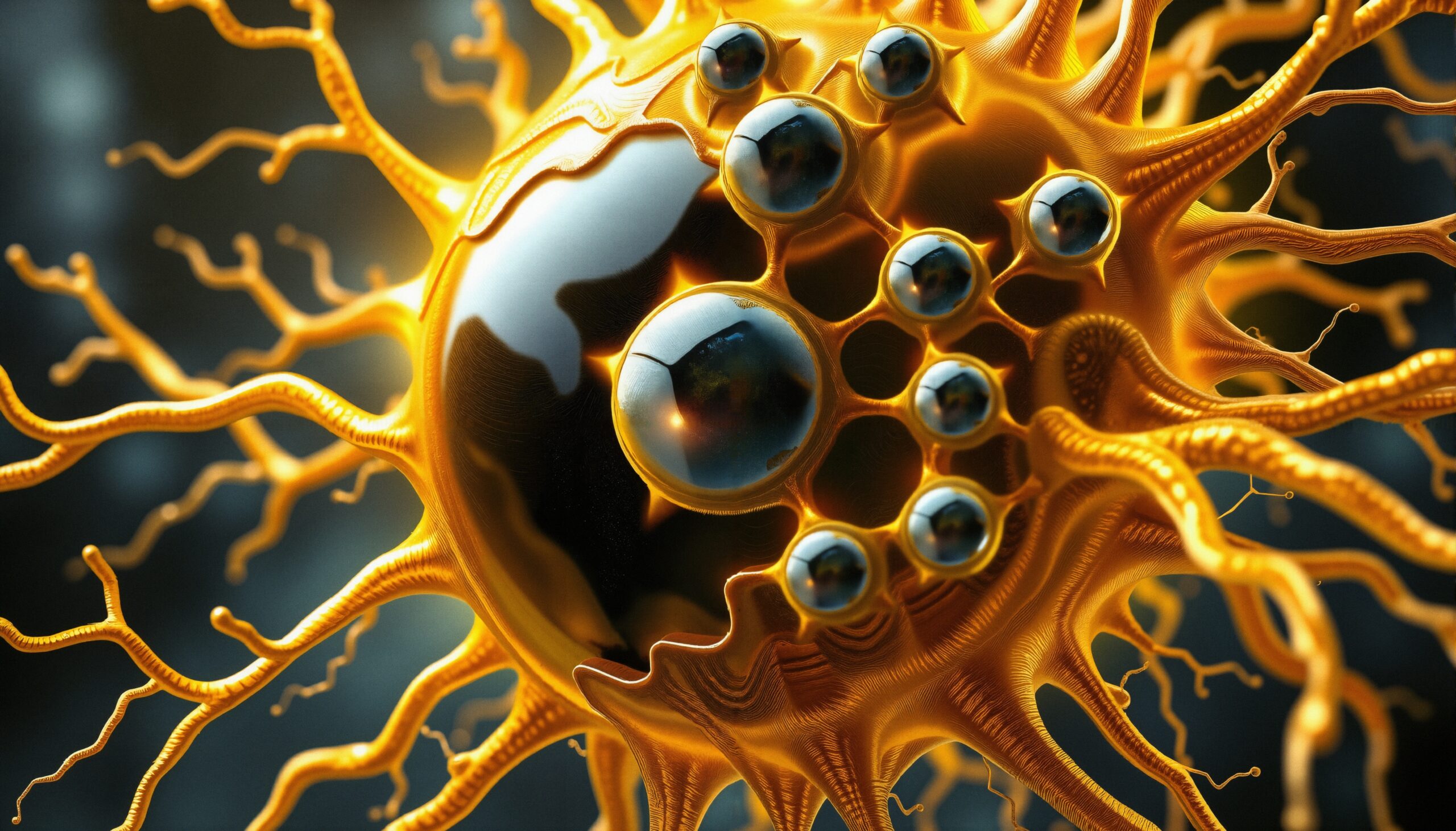 Golden Spiky Orb with Spheres