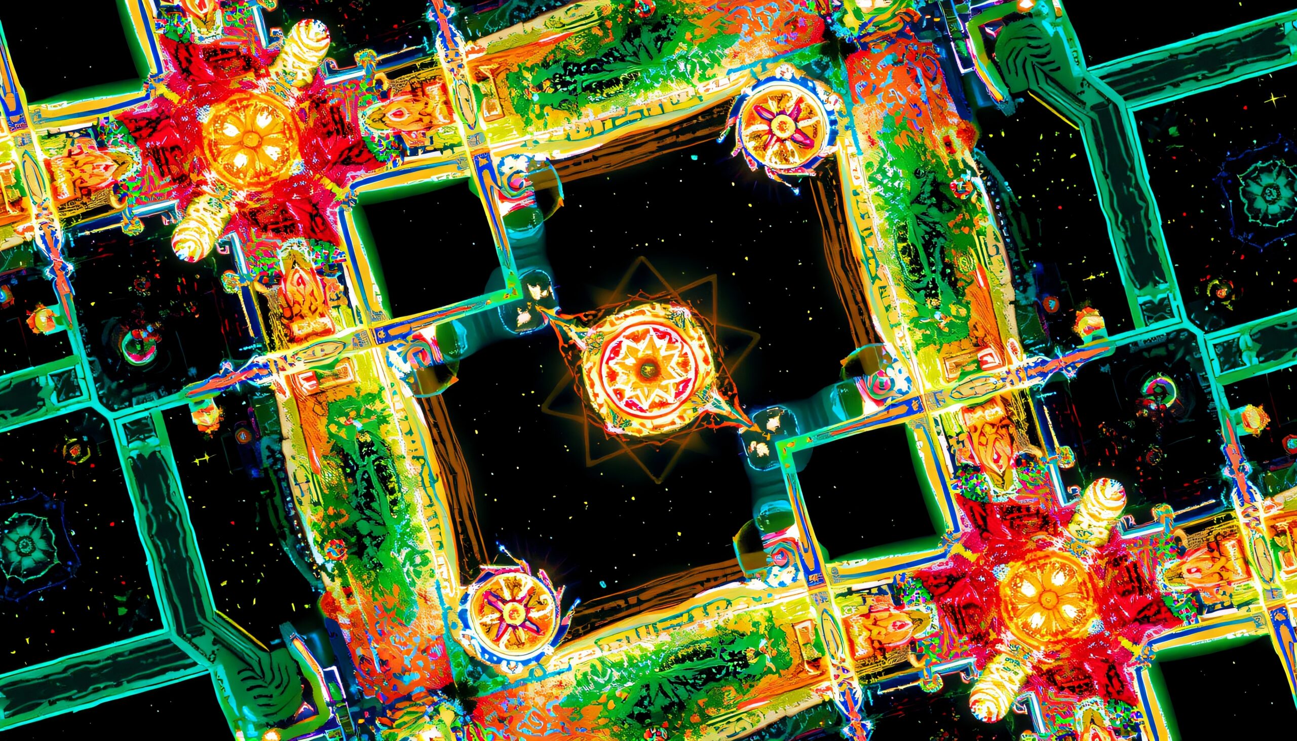 Vivid Kaleidoscopic Geometric Art