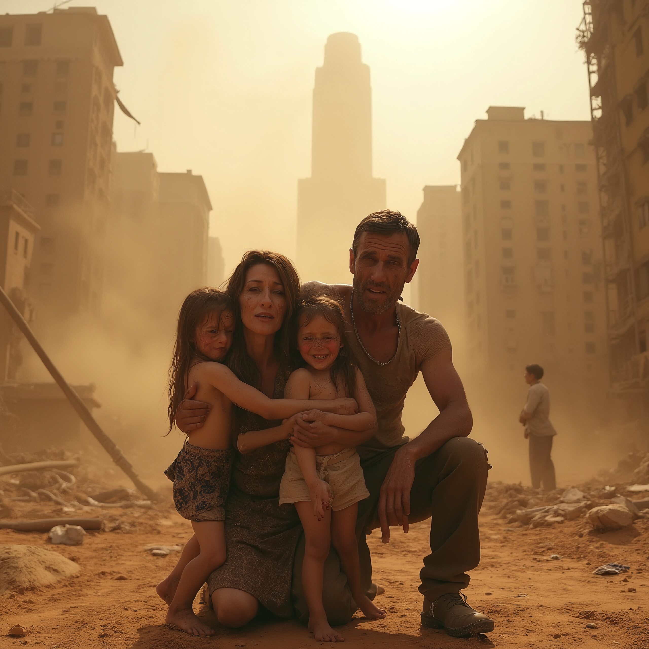 Dust-filled Urban Disaster Scene