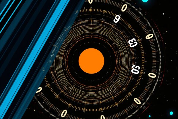 Futuristic abstract design featuring cosmic details.