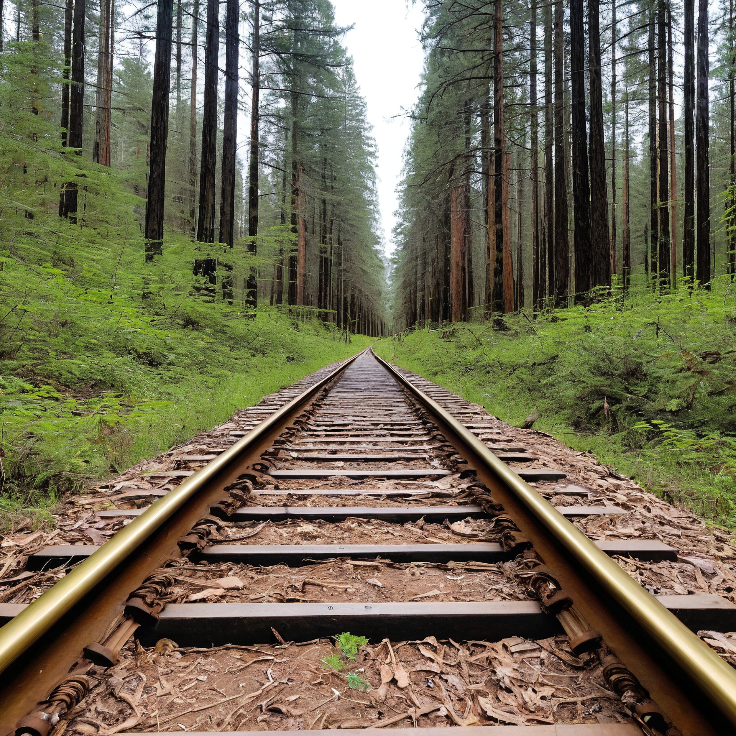 Railway Through Forest Serenity