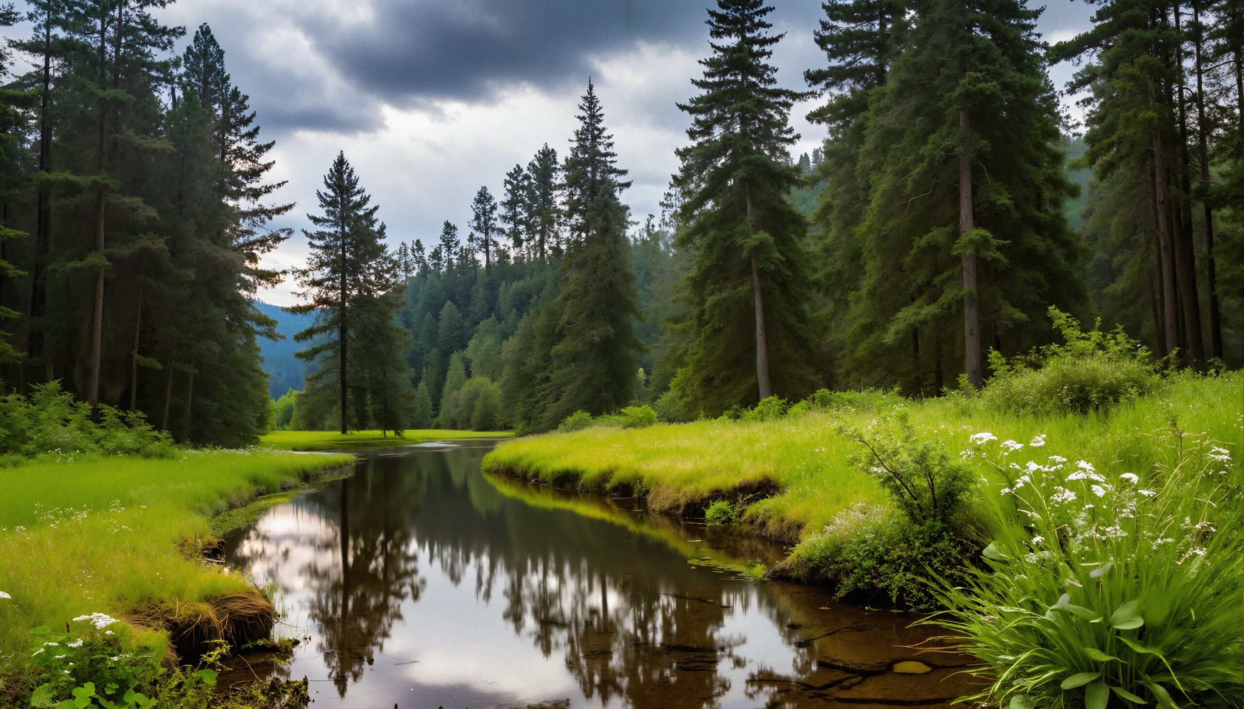 Peaceful River through Dense Forest