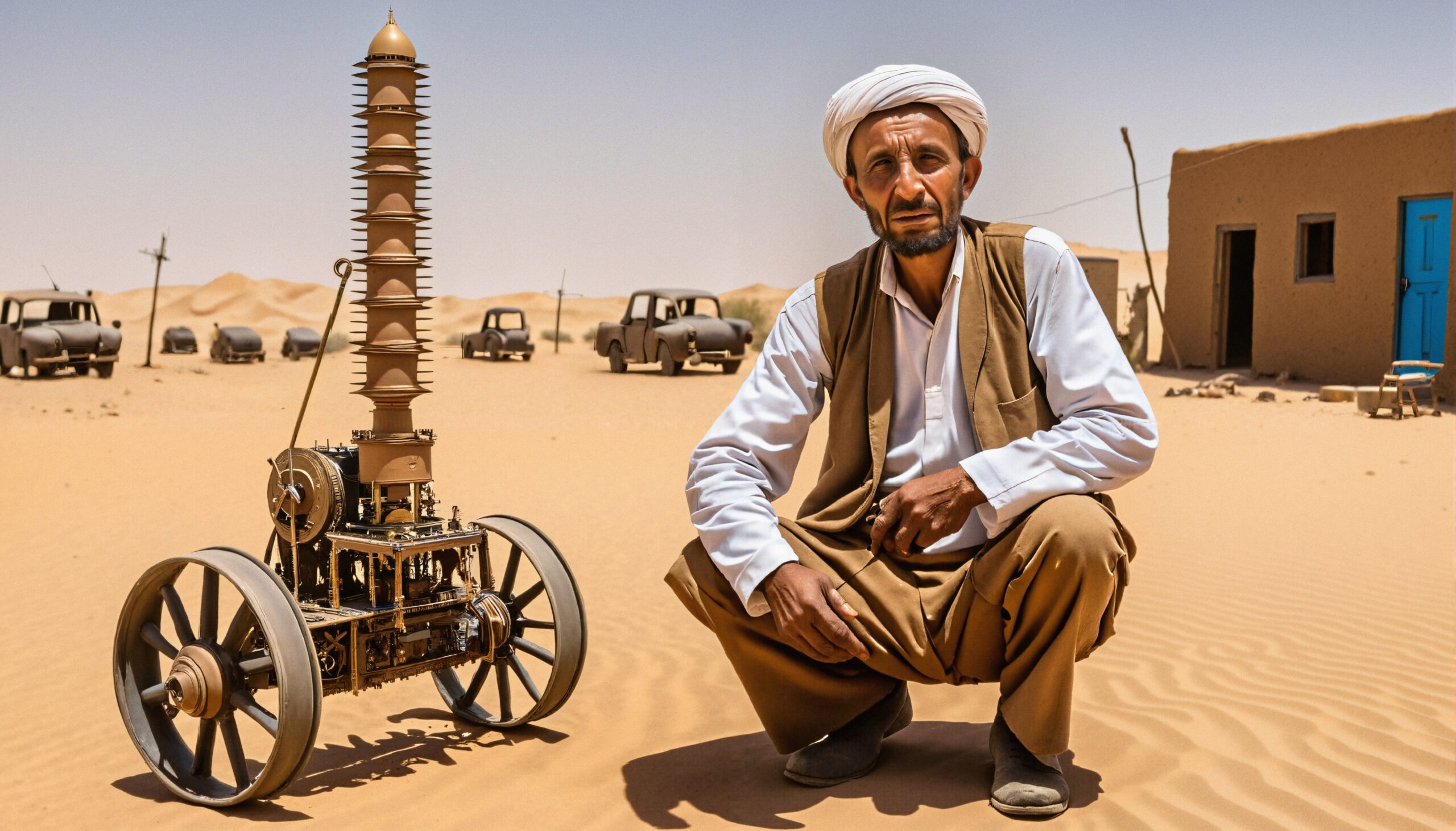 Desert Mechanical Device and Man