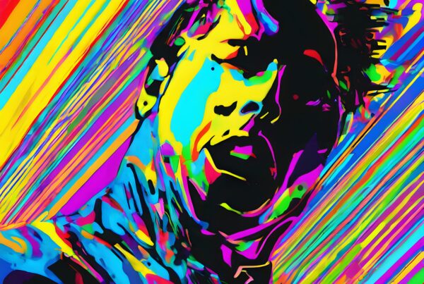 Abstract portrait with vivid neon colors.