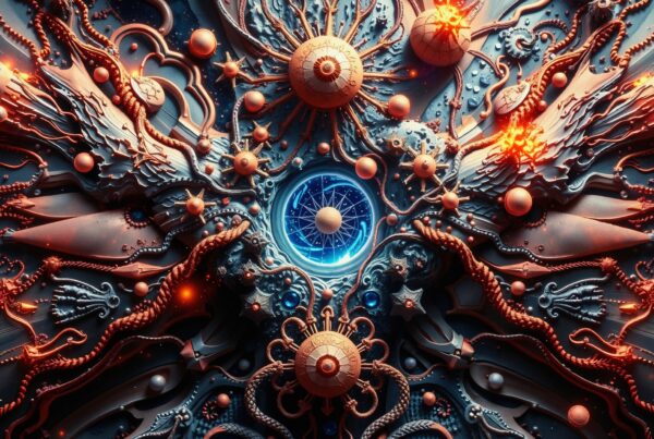Intricate cosmic design with vivid colors.