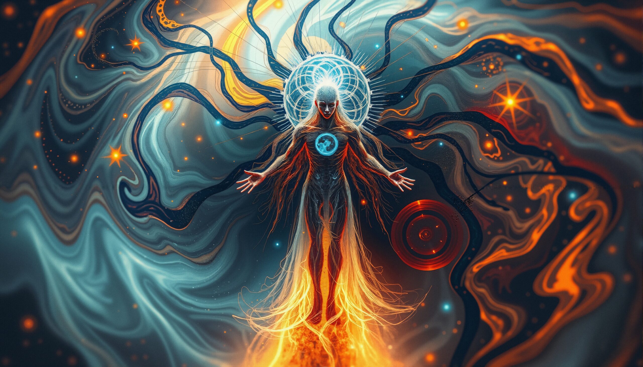 Cosmic Being in Mystical Aura