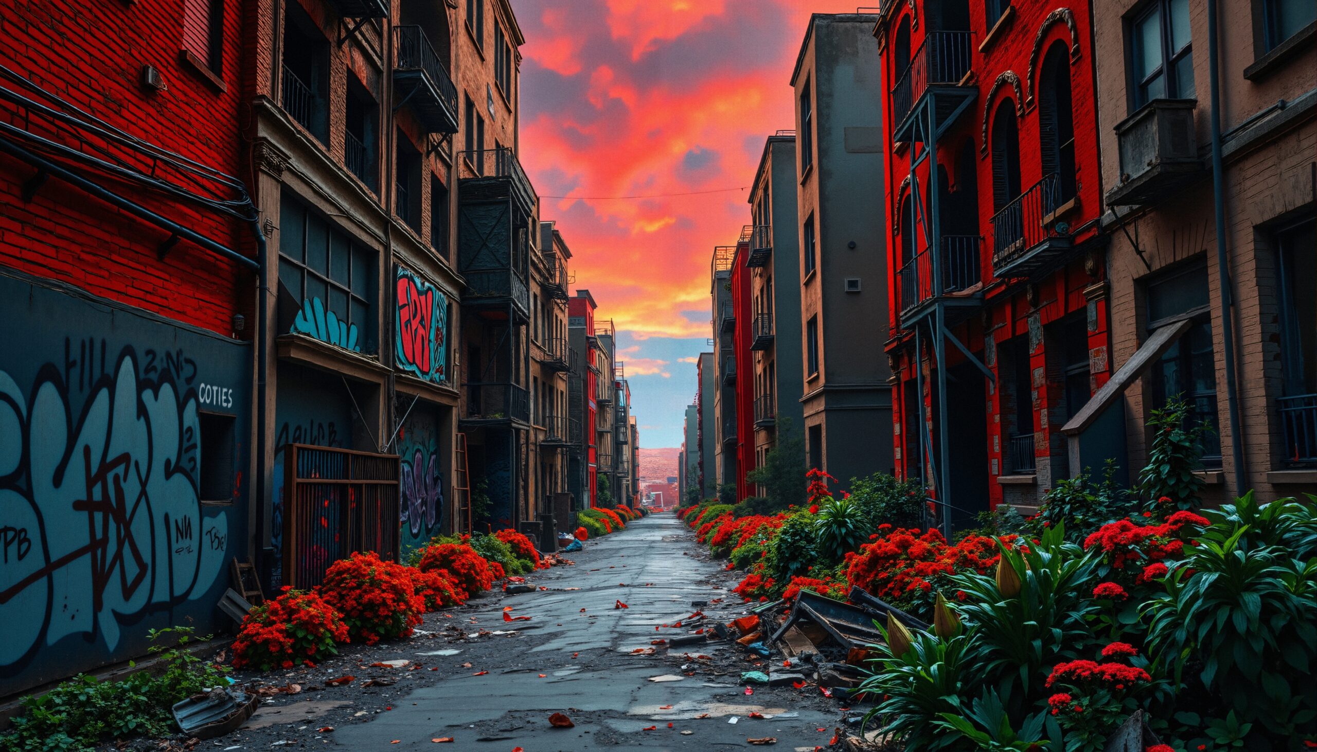 Urban Alley in Sunset Glow