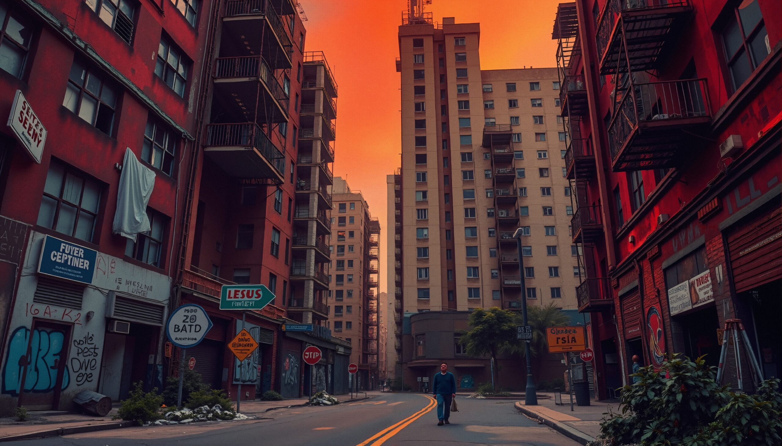 Sunset Over Quiet Urban Street