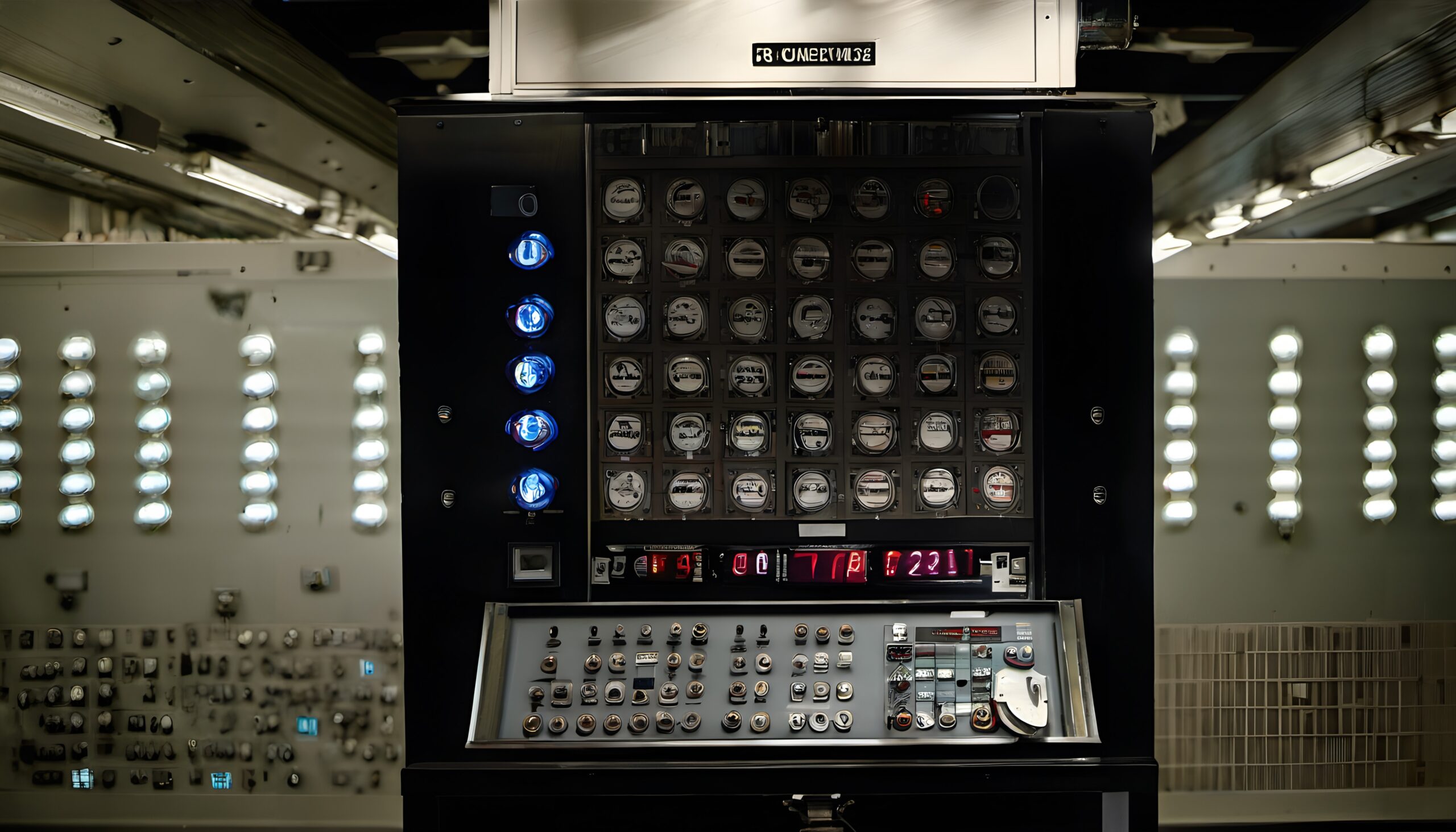 Vintage Industrial Control Panel Room