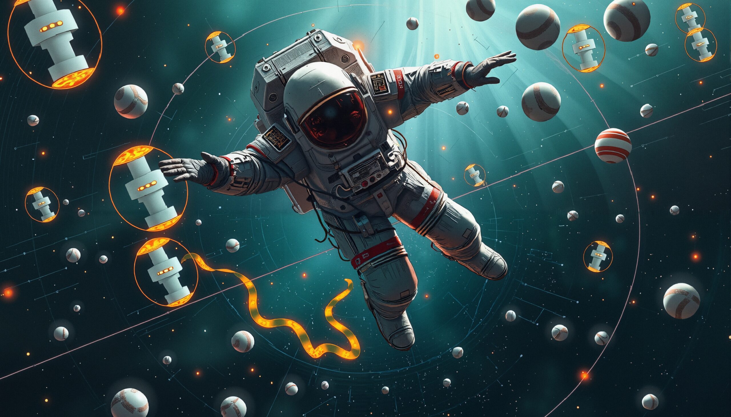Floating Astronaut in Space Scene