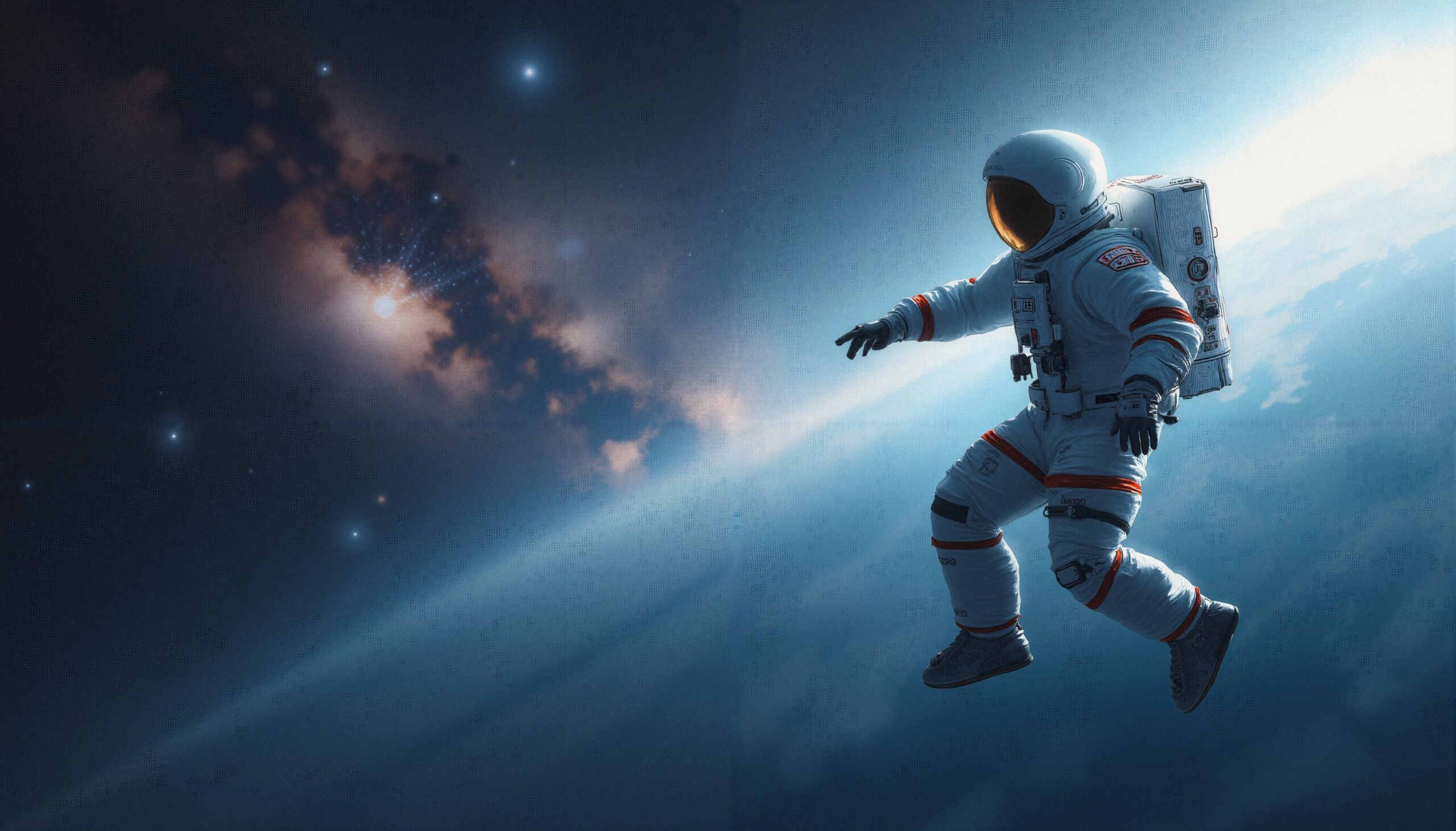 Astronaut Floating in Deep Space