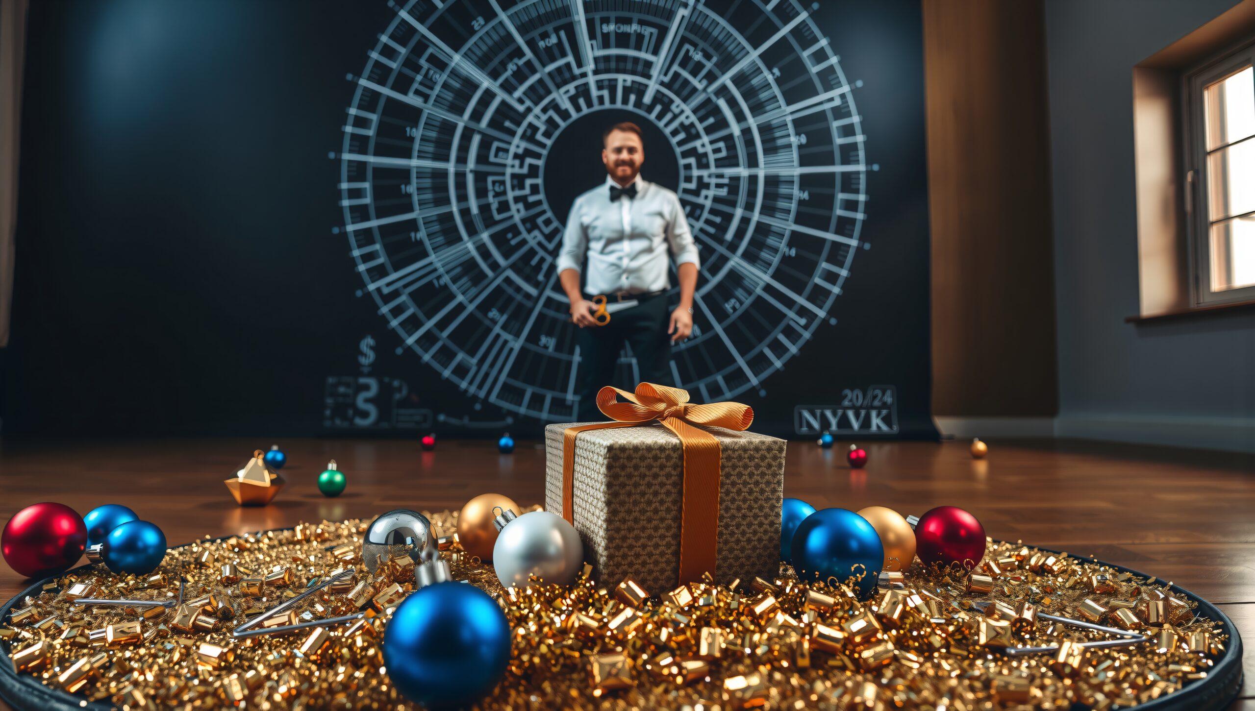 Festive Scene with Technical Backdrop