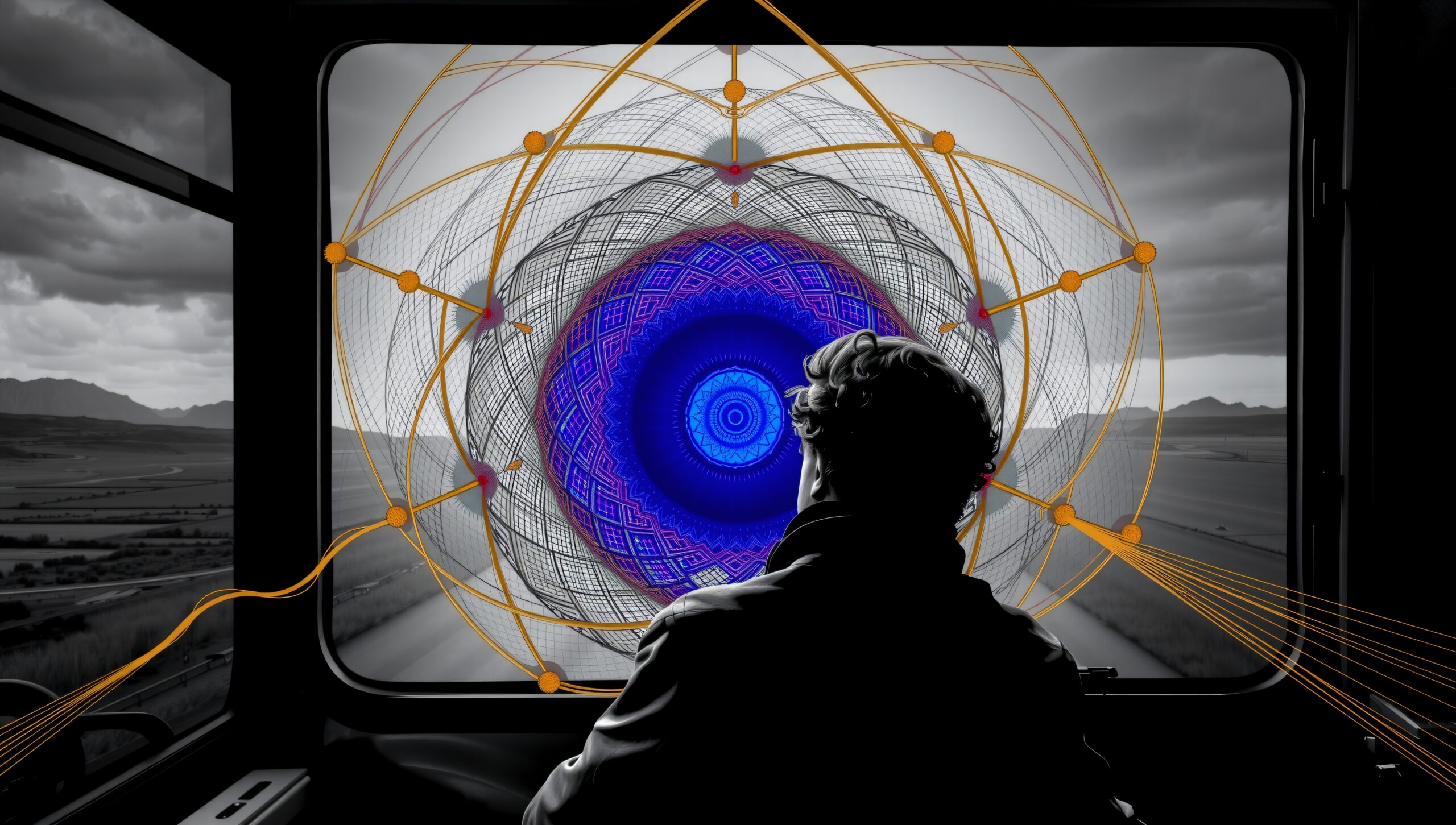 Surreal Train Window Mandala View