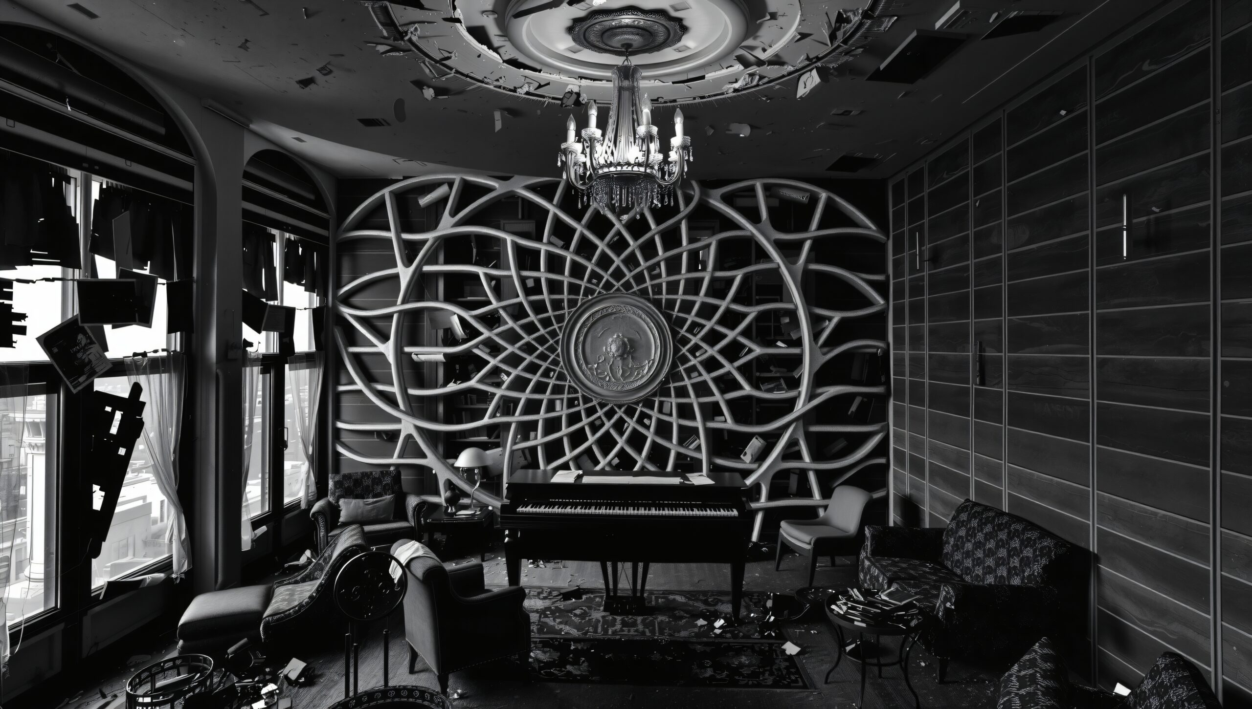 Ornate room with grand piano