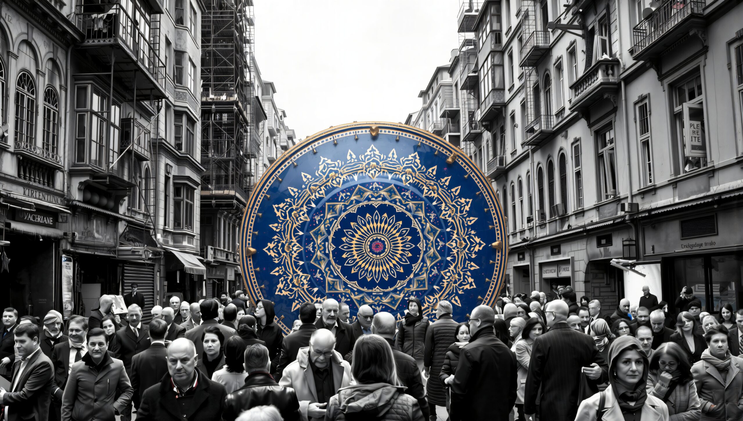 Street Scene with Blue Mandala