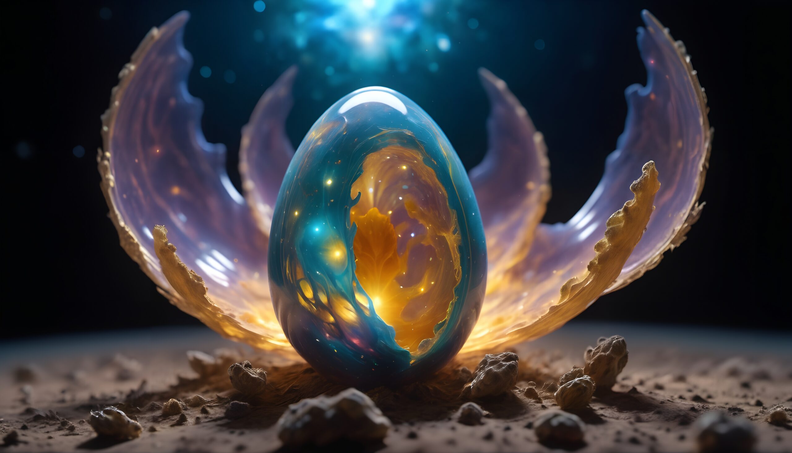 Galactic Egg with Cosmic Wings
