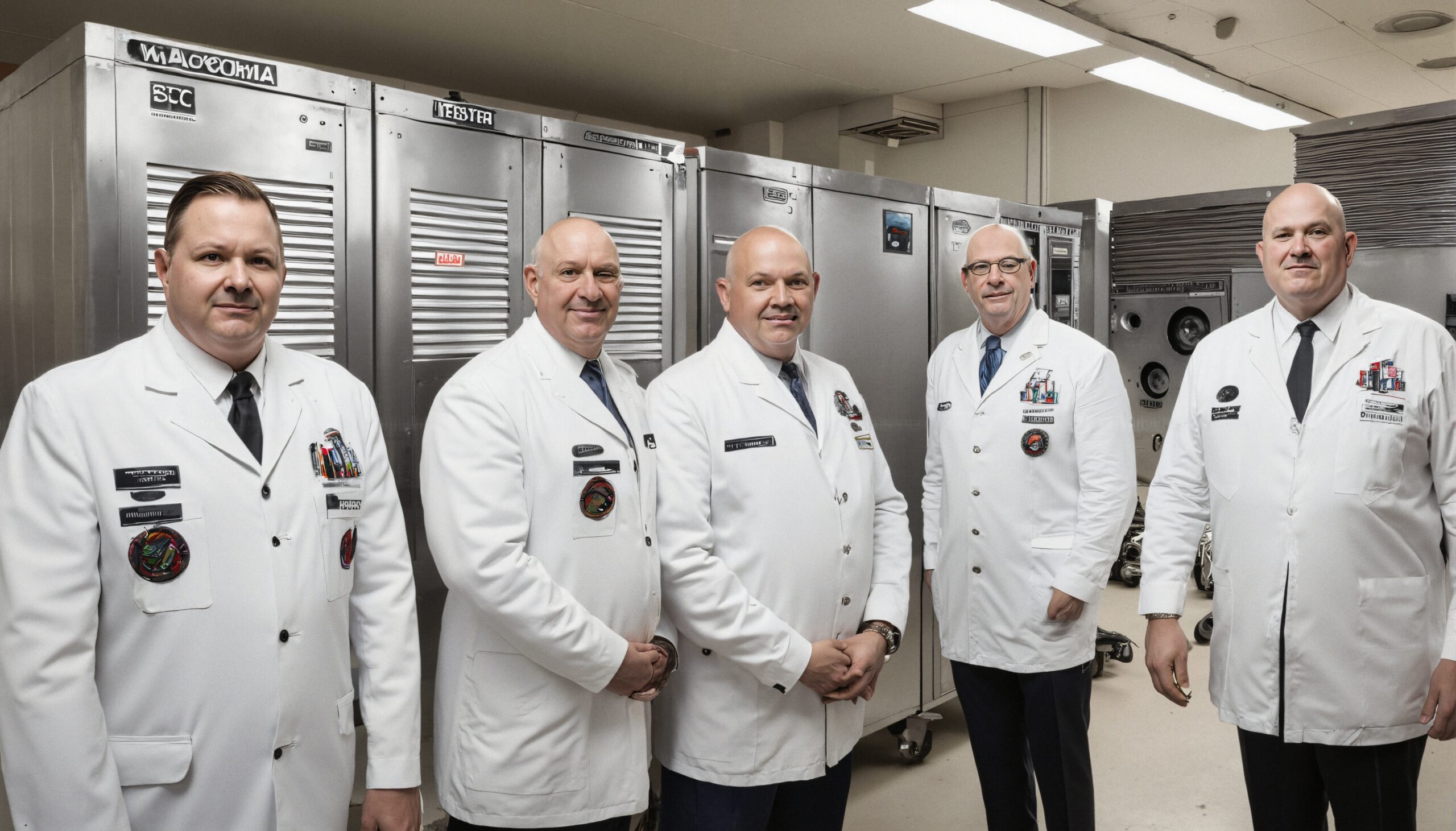 Team of Five in White Coats