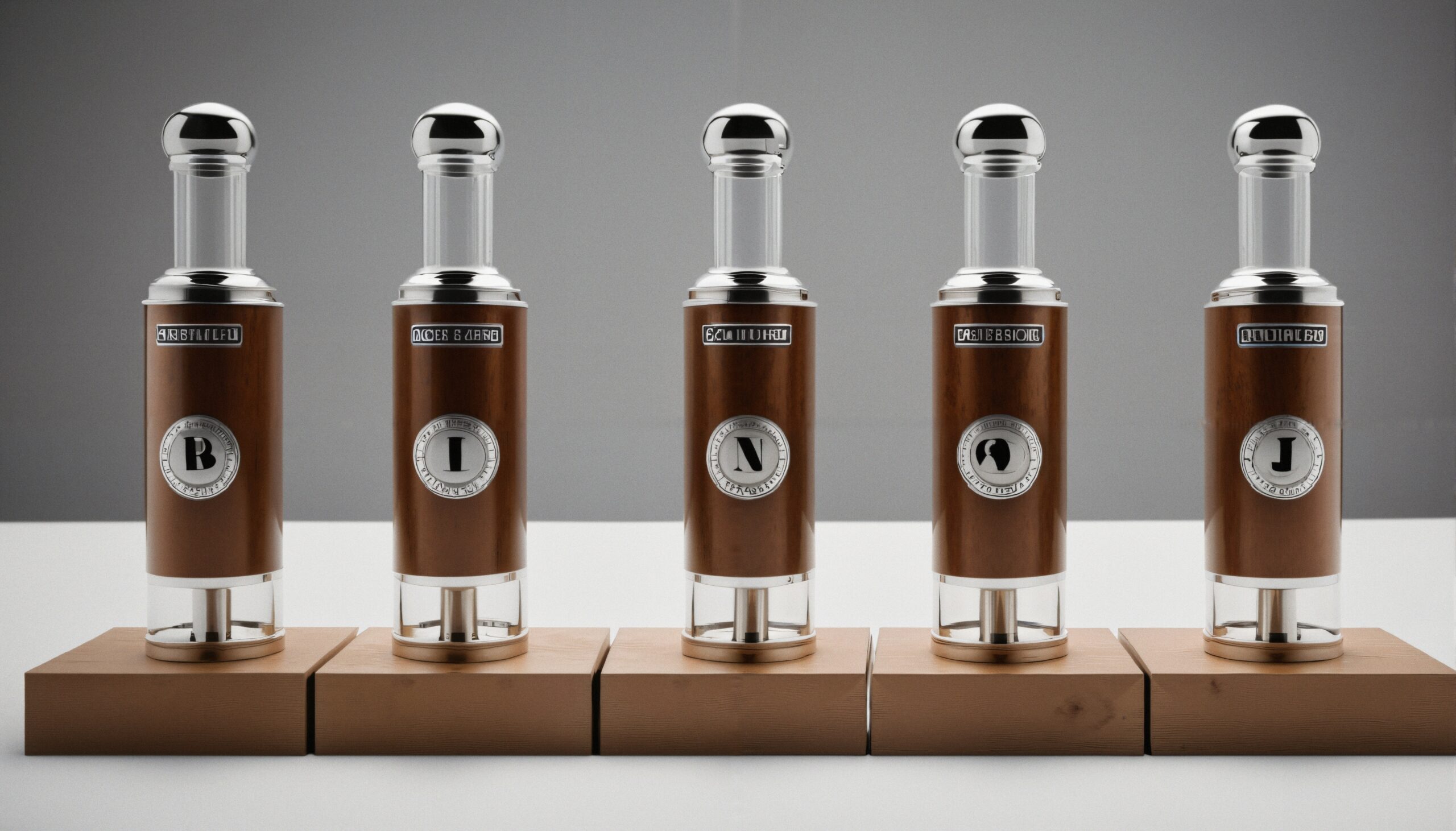 Elegant Cylindrical Bottles on Display